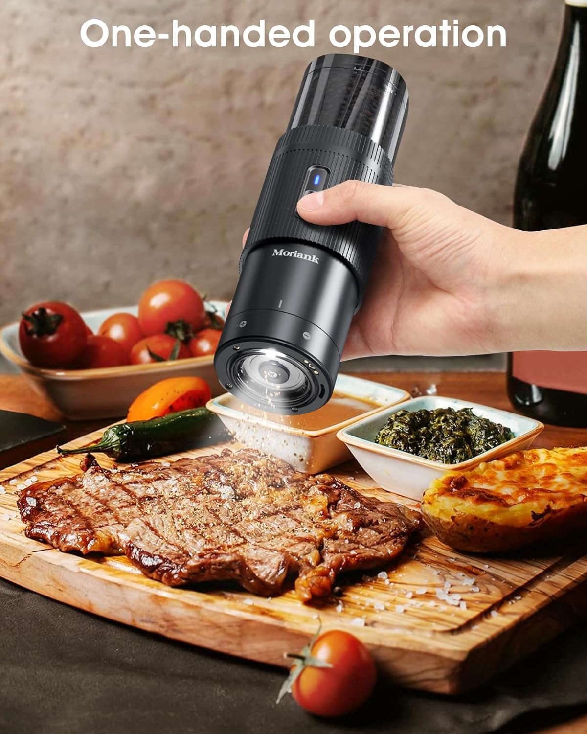 Upgraded Salt Pepper Mill Set Large Capacity Rechargeable Sleek Design Adjustable Coarseness
