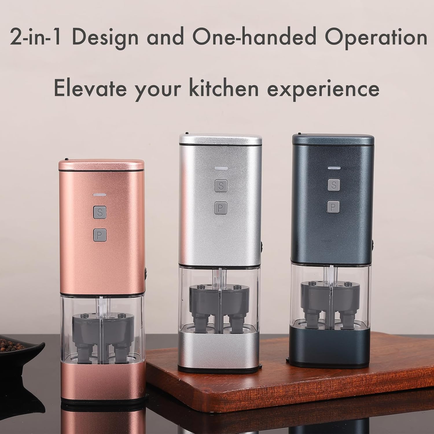 Sleek Electric Salt and Pepper Grinder Set