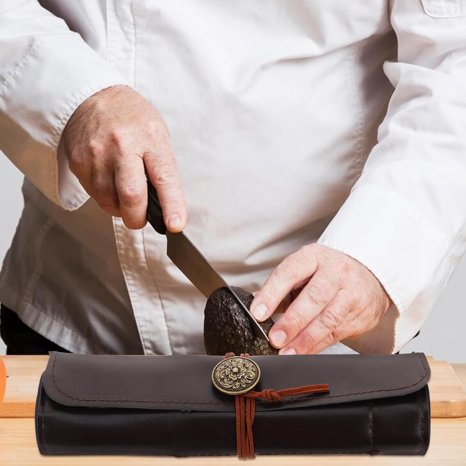 Premium Leather Knife Roll Bag for Professionals