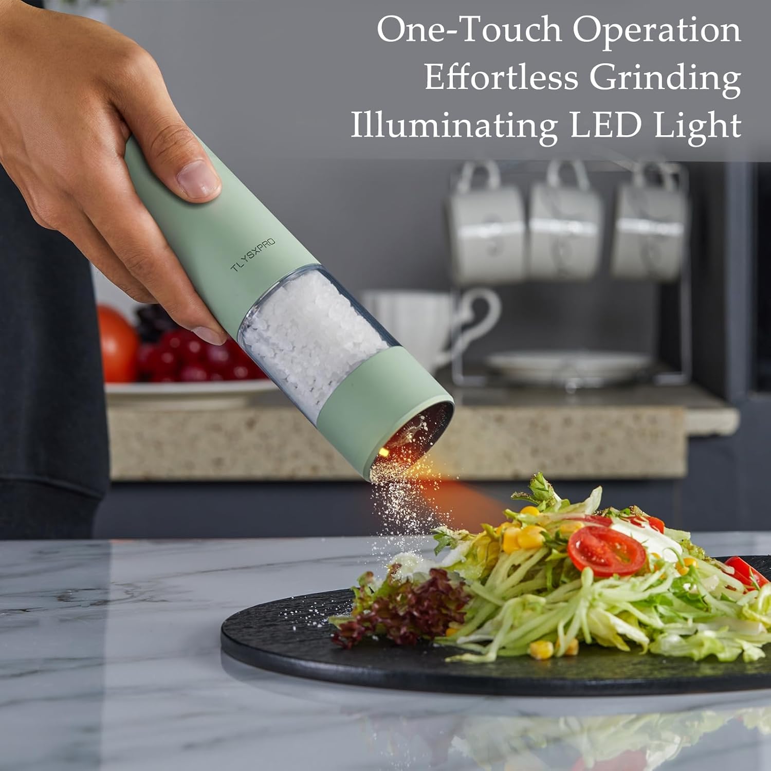 Professional Electric Salt and Pepper Grinder Set with 6 Adjustment Levels