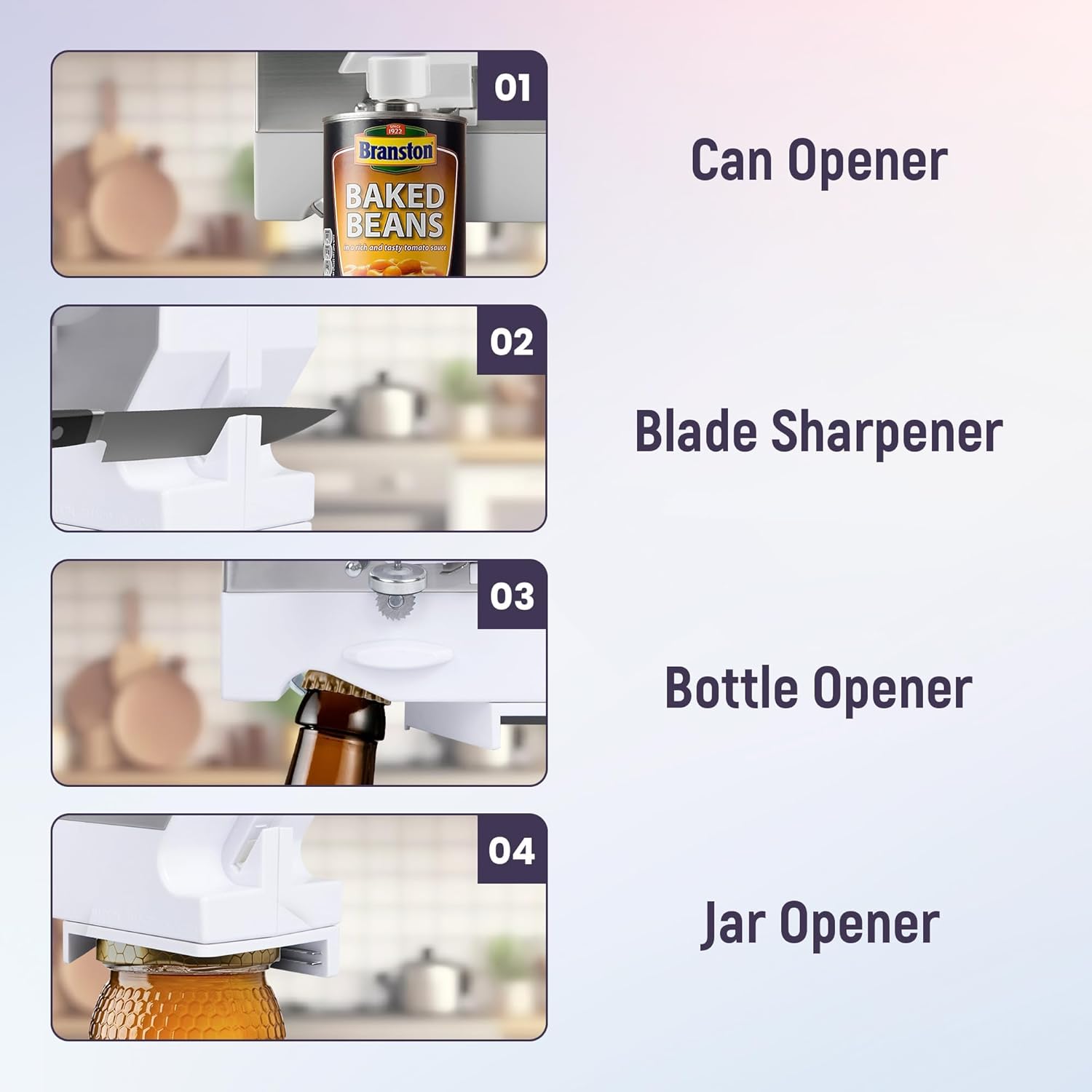 ELITRA HOME Electric Can Opener 4-in-1 Under Cabinet