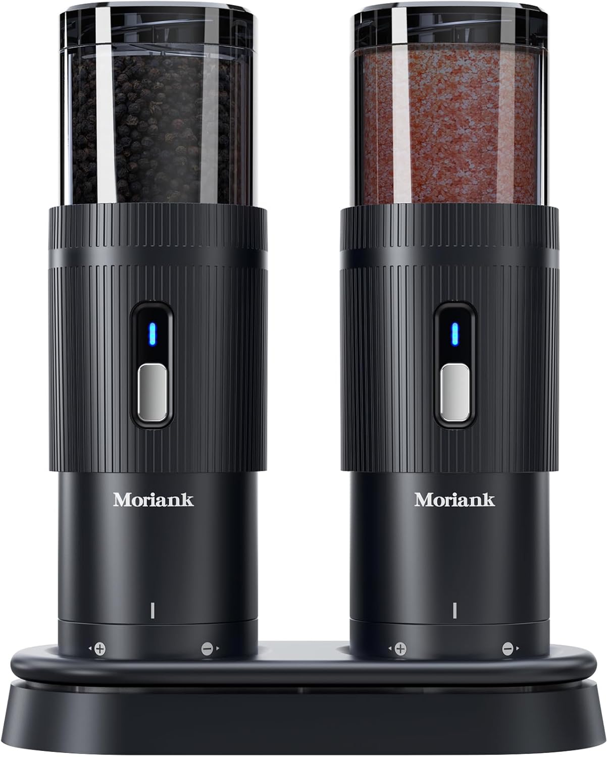 Upgraded Salt Pepper Mill Set Large Capacity Rechargeable Sleek Design Adjustable Coarseness
