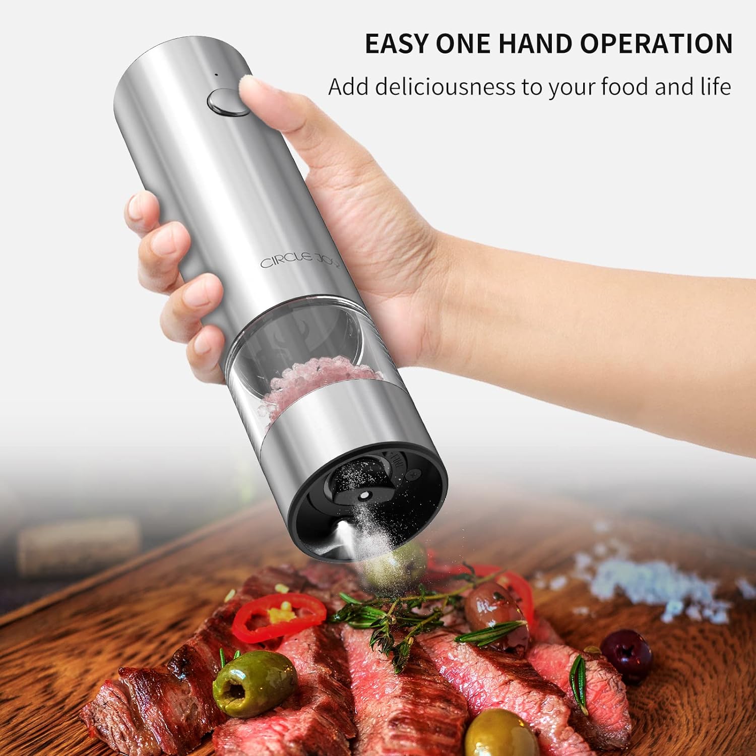 CIRCLE JOY Electric Salt Pepper Grinder Set Automatic Durable