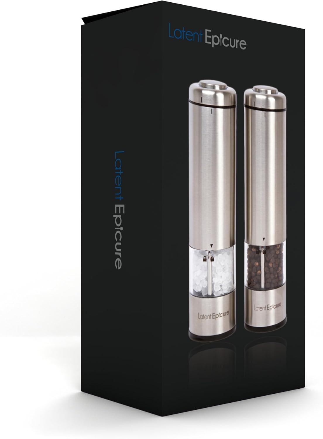 Stainless Steel Electric Salt Pepper Grinder Set Adjustable with Light Ergonomic Design