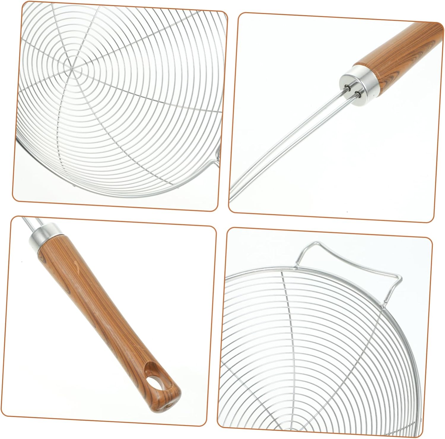 Luxshiny 304 Stainless Steel Mesh Strainer with Wooden Handle Kitchen Colander