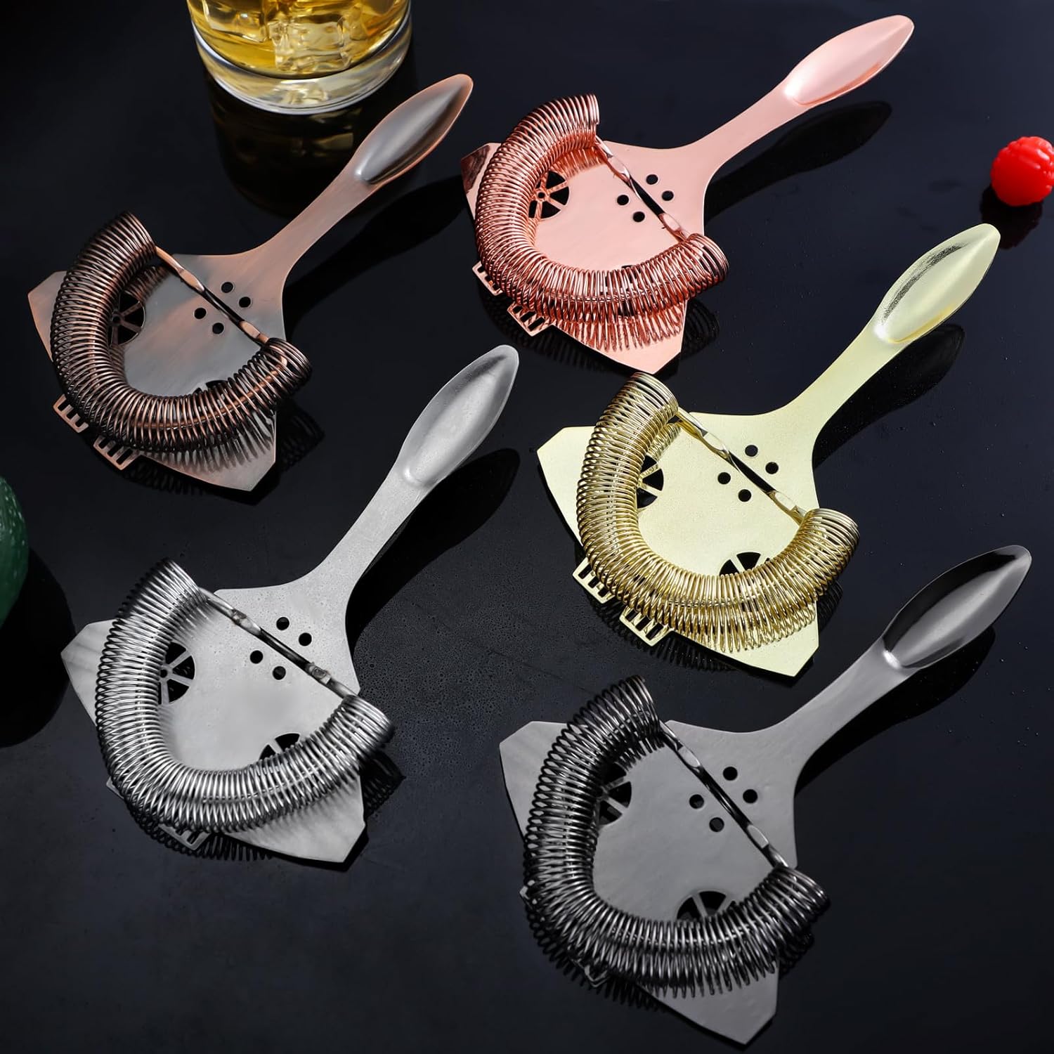 YUHWYI Cocktail Bar Strainer Curved Handle Design