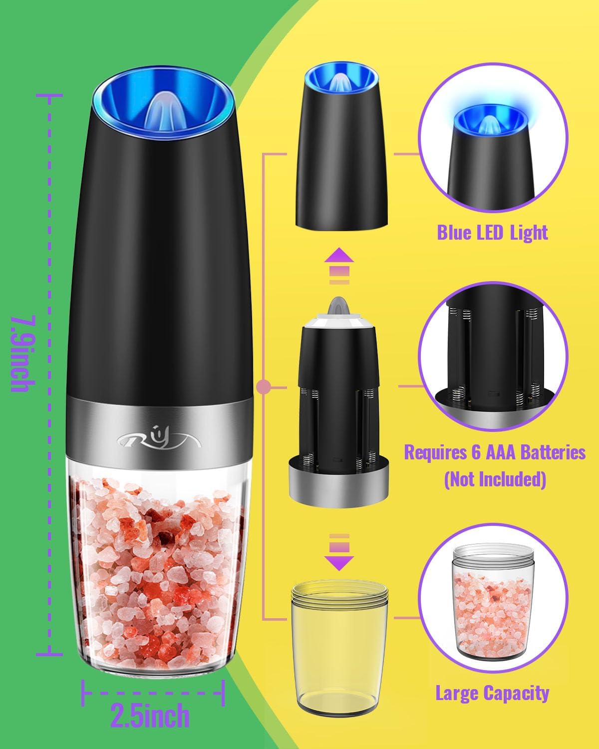 Gravity Electric Salt and Pepper Grinder Set