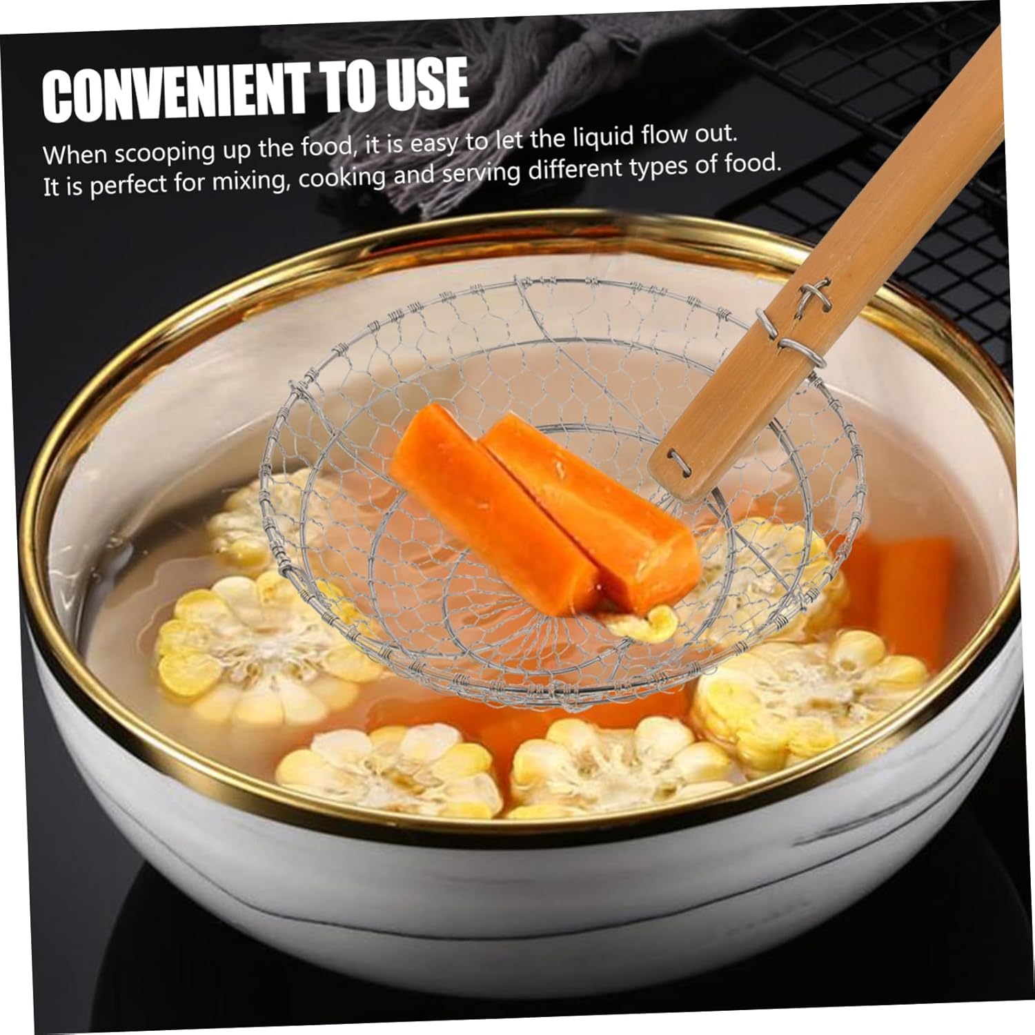 Stainless Steel Fried Slippery Net Skimmer Spoon for Cooking Home Kitchen Tool