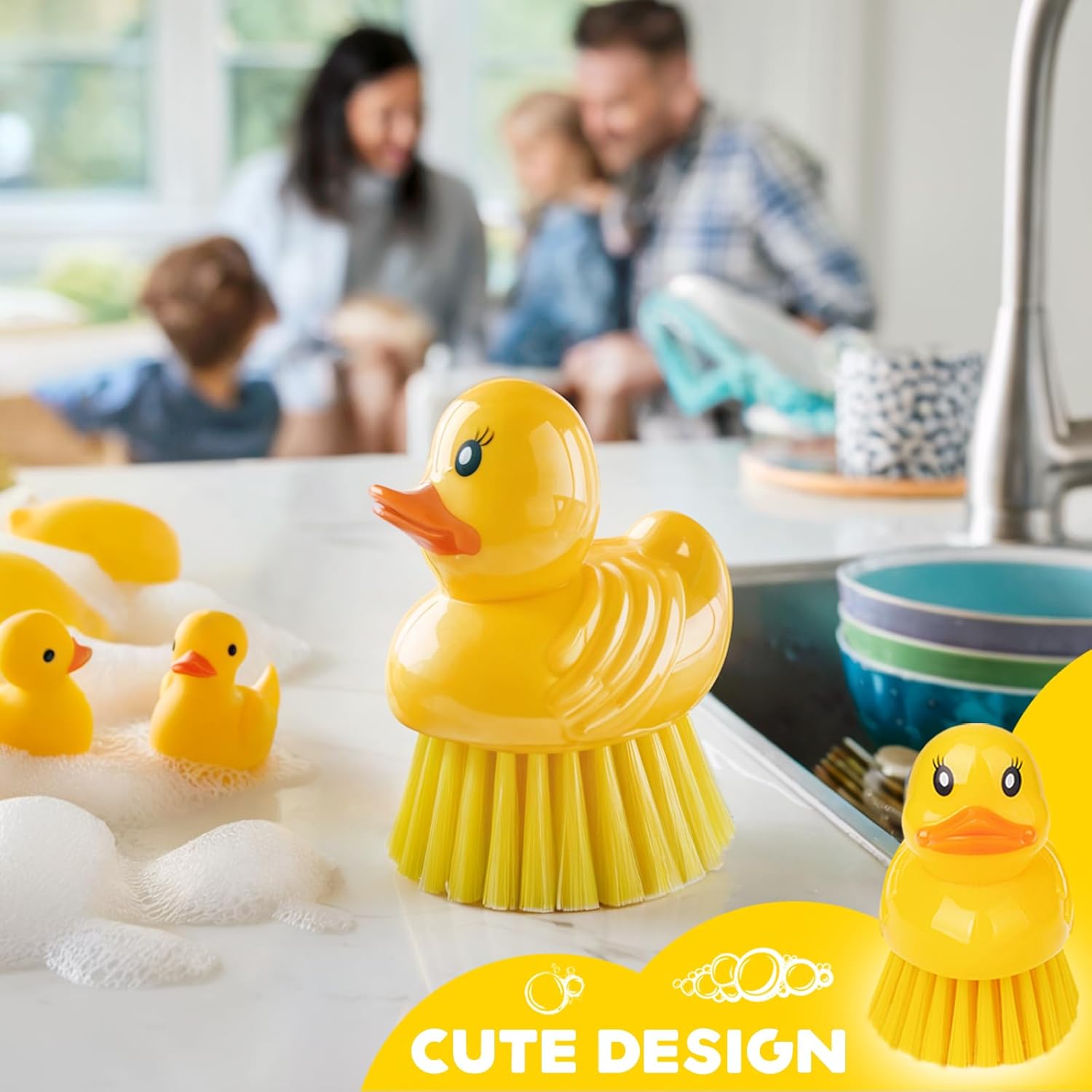 GTOTd Cute Ducky Washing Dish Brush 2 Pack