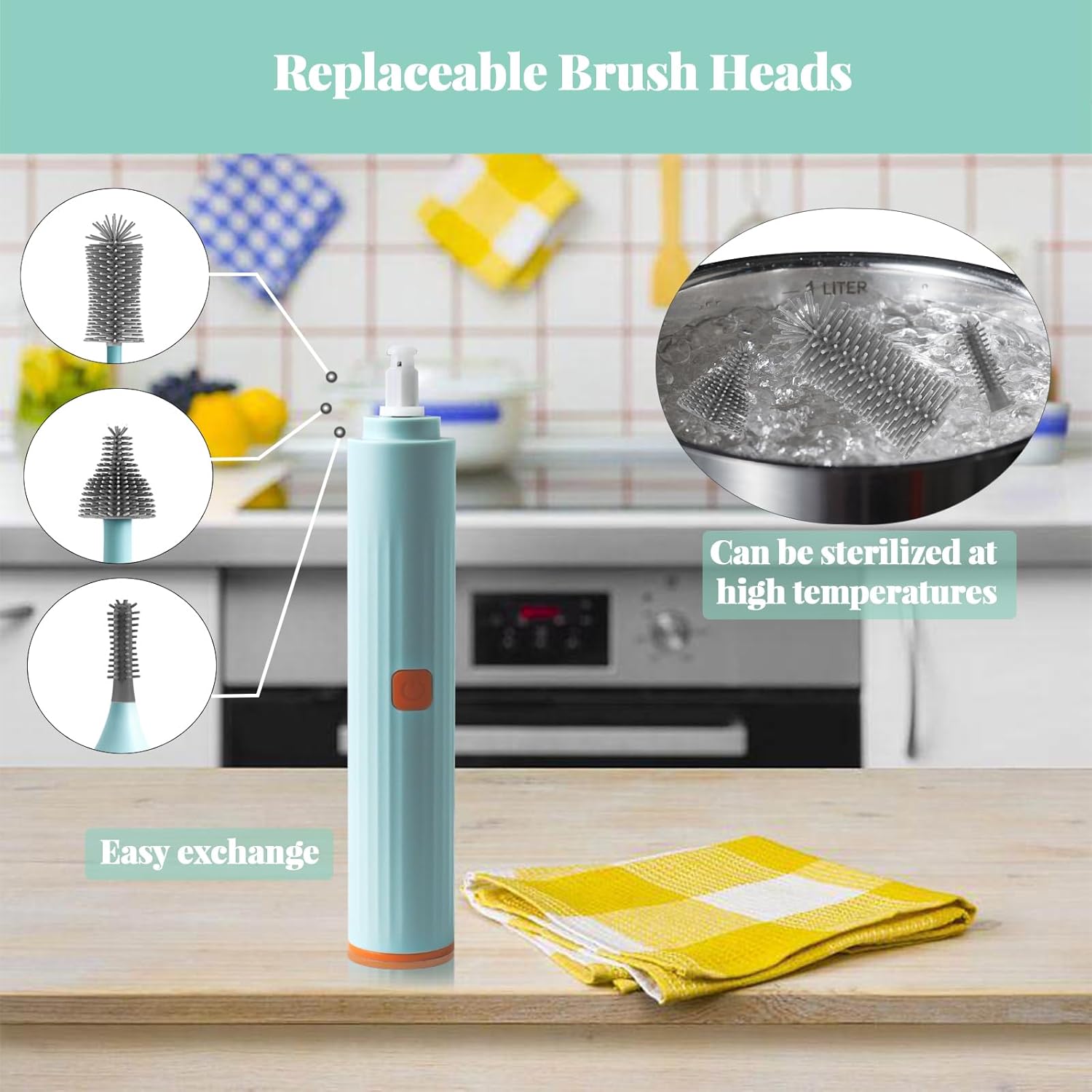 Sturdy Electric Bottle Brush Set for Kitchen Baby Use