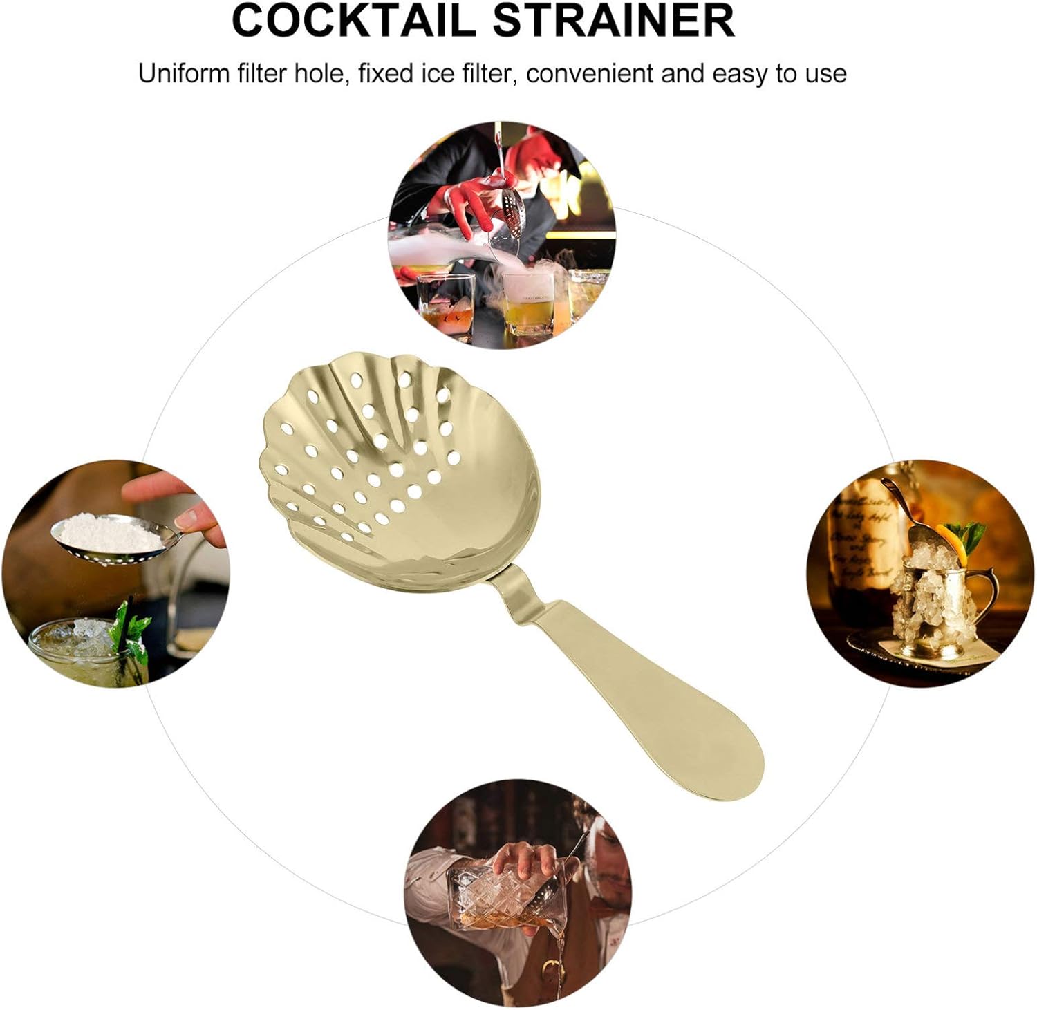 Hemoton 1-Piece Bar Strainer for Bartenders Durable Elegant