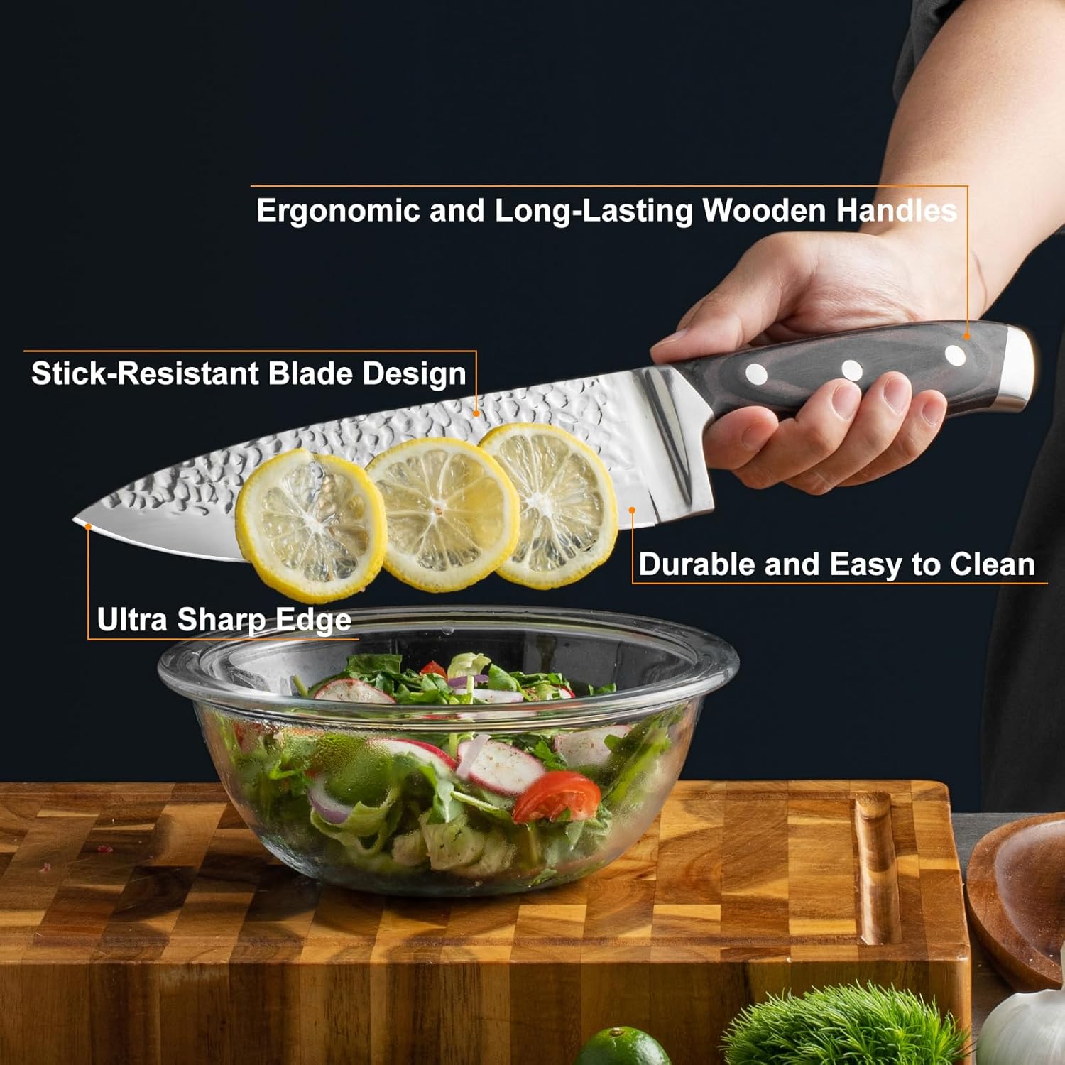 Mealia 15-Piece Kitchen Knife Set - Effortlessly Sharp Blocking Built-in