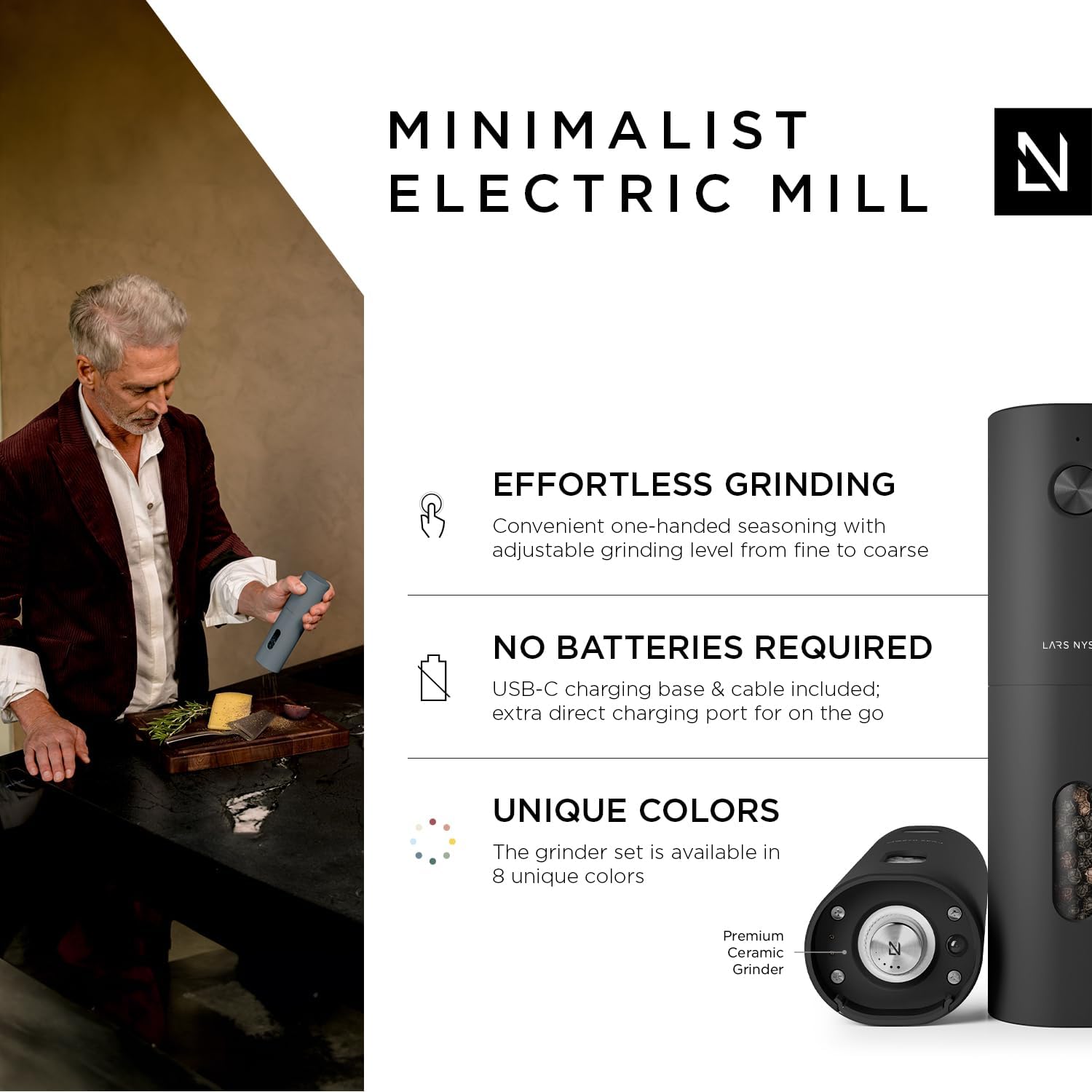 Electric Salt Pepper Grinder Set