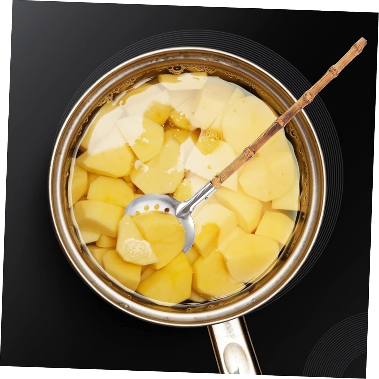 Sturdy Bamboo Colander for Hot Pot Cooking Easy Cleaning StAINLESS STEEL Spoon