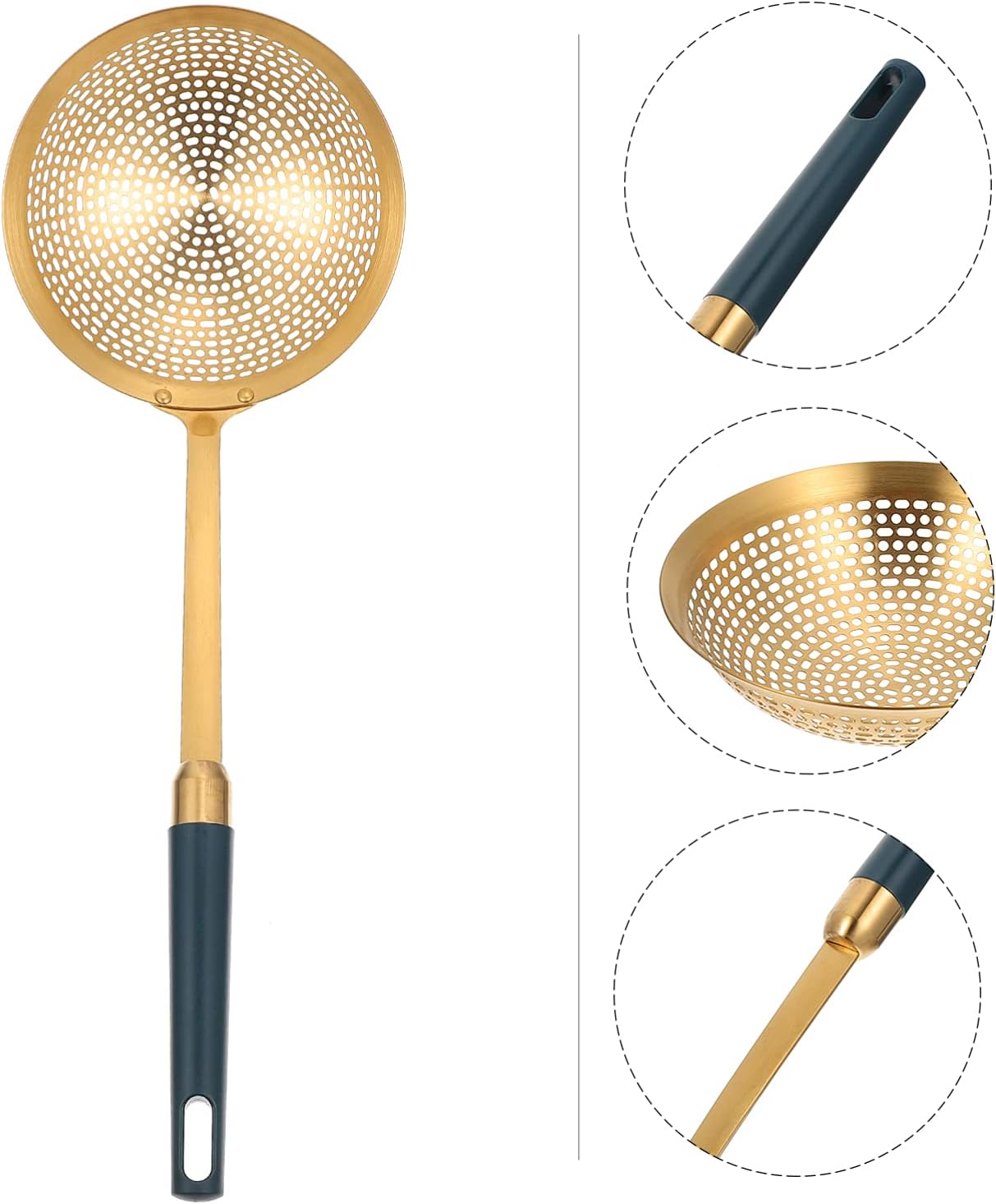 Hemoton Stainless Steel Frying Skimmer Spoon