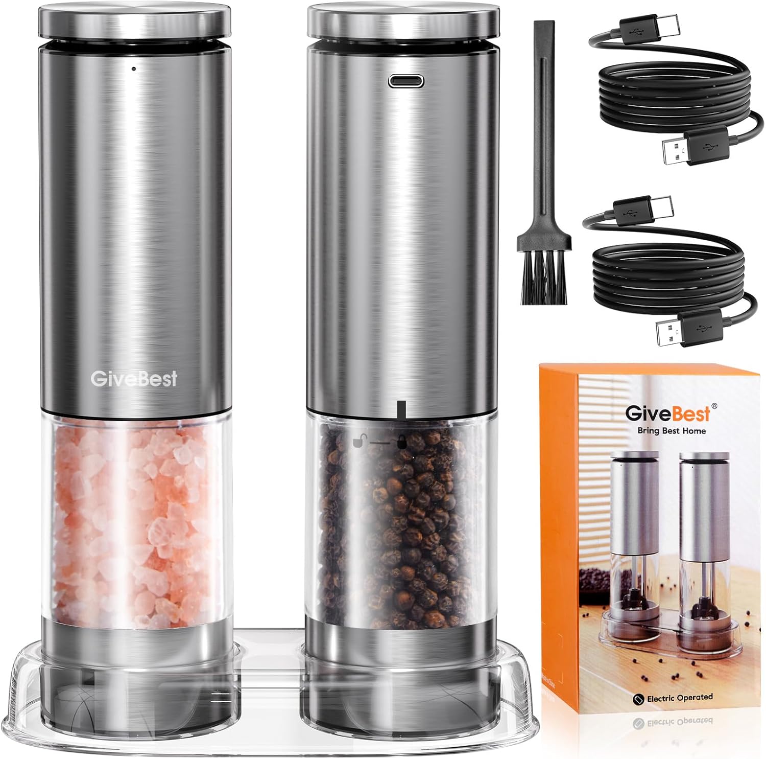 GIVEBEST RECHARGABLE ELECTRIC SALT AND pepper GRINDERS
