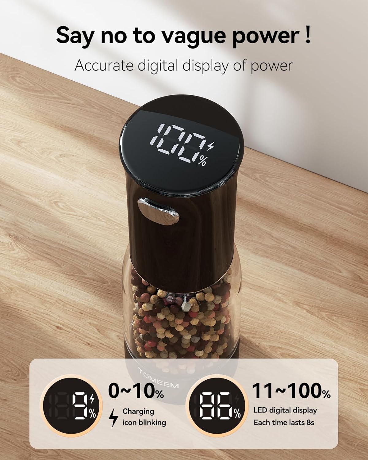 Elevate Your Seasoning with TOMEEM Electric Salt Pepper Grinder Set