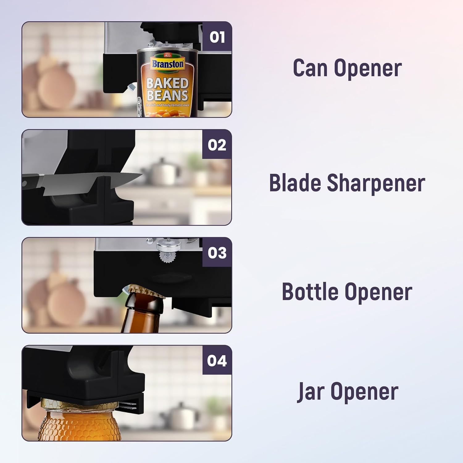 ELITRA Home 4 in 1 Electric Can Opener Meets All Safety Standards