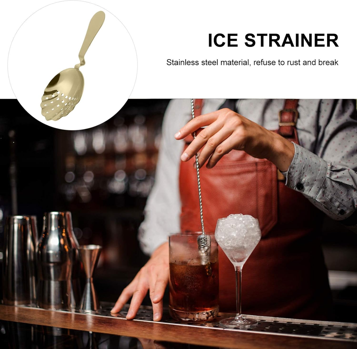 Hemoton 1-Piece Bar Strainer for Bartenders Durable Elegant