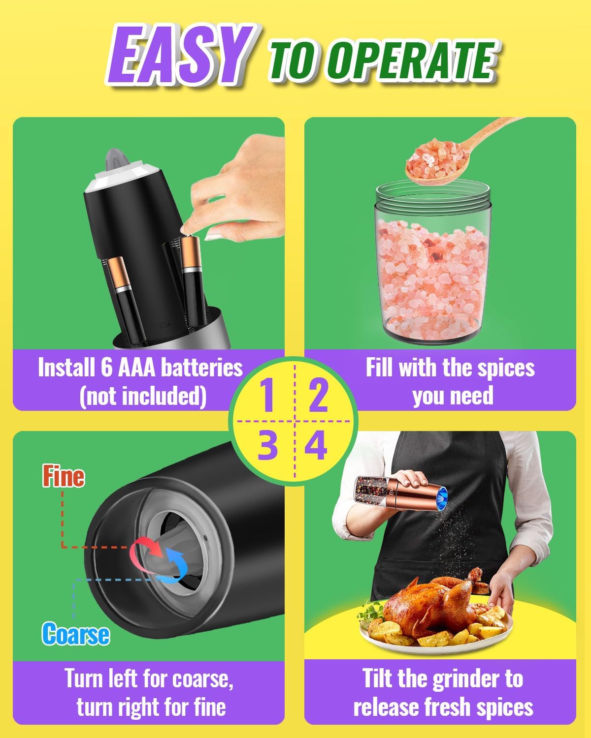 Gravity Electric Salt and Pepper Grinder Set