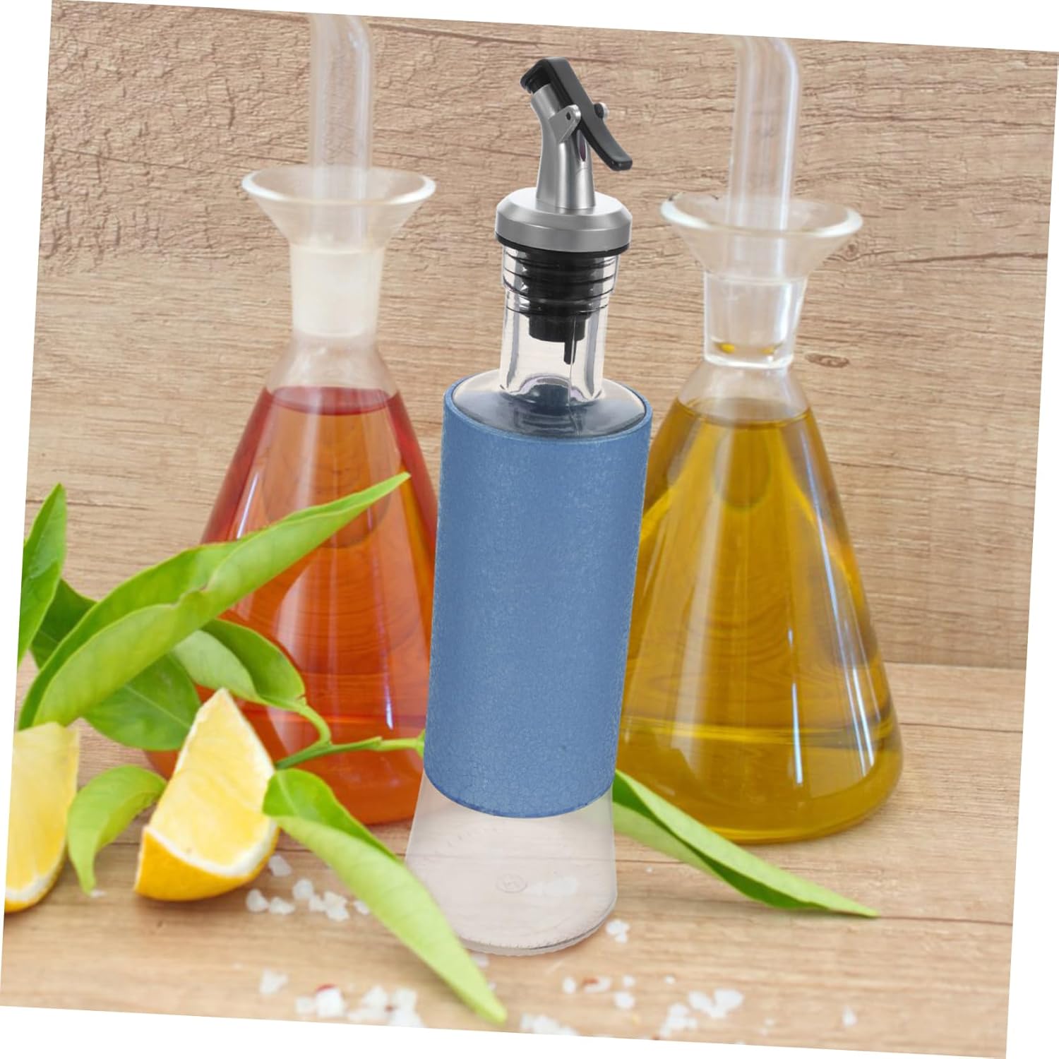 STOBAZA 1 Set Condiment Bottles Oil Vinegardispenser Stainless Steel Glass Design