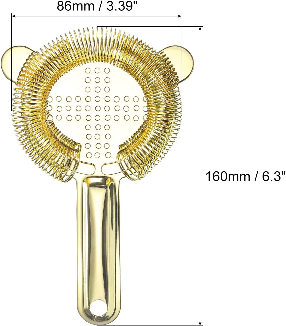 Stainless Steel Bar Strainer 160mm Gold