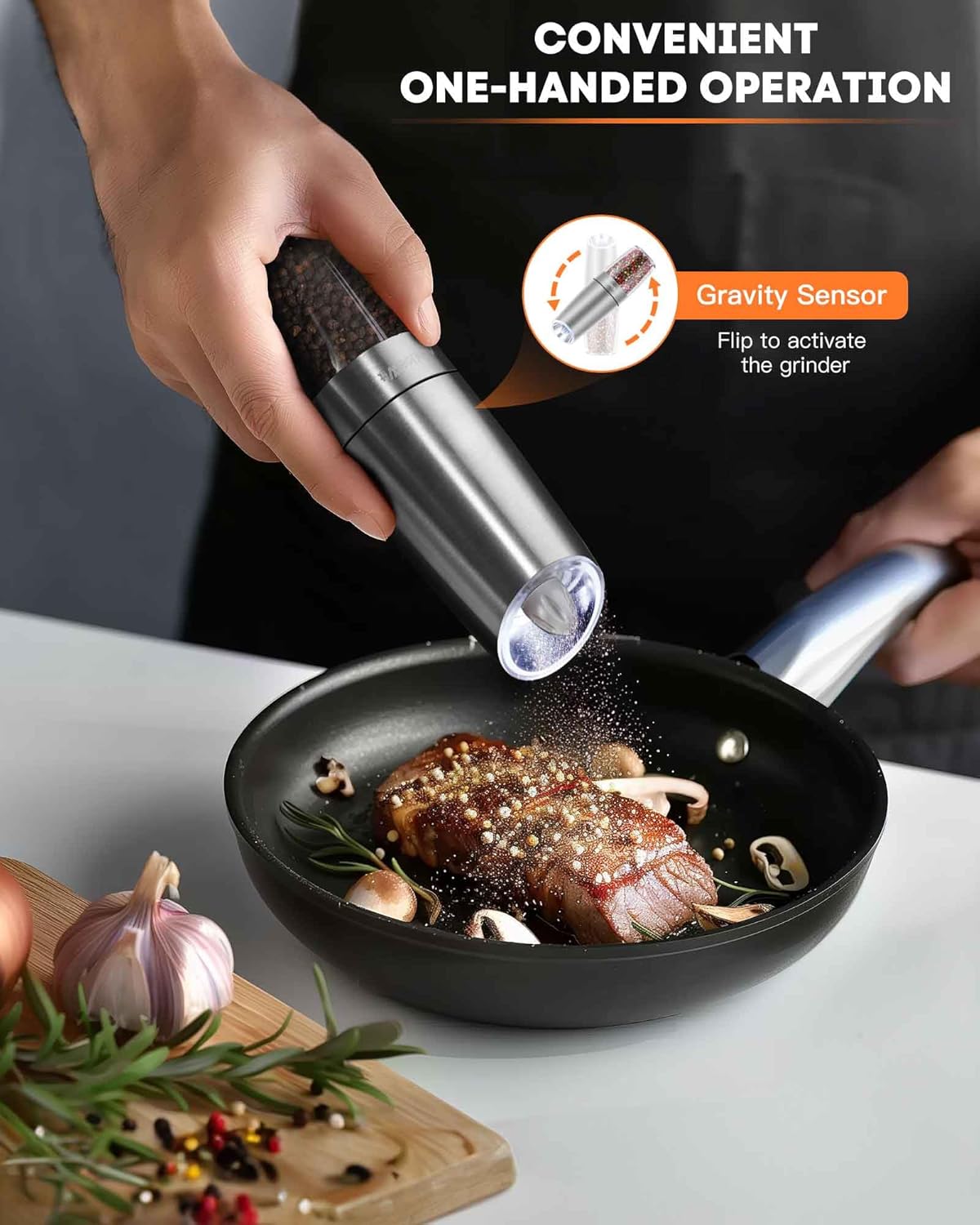 AmuseWit Gravity-Operated Electric Salt and Pepper Mill Set
