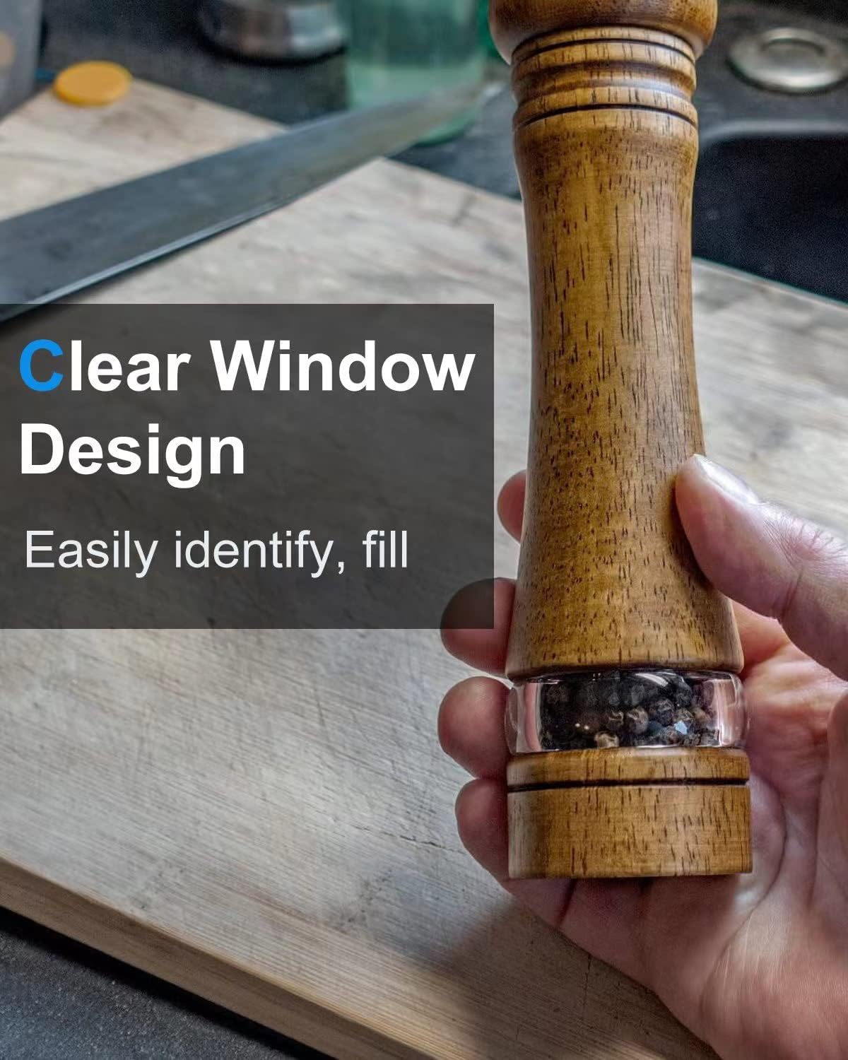 Adjustable Wooden Pepper Grinder for Precision Grading