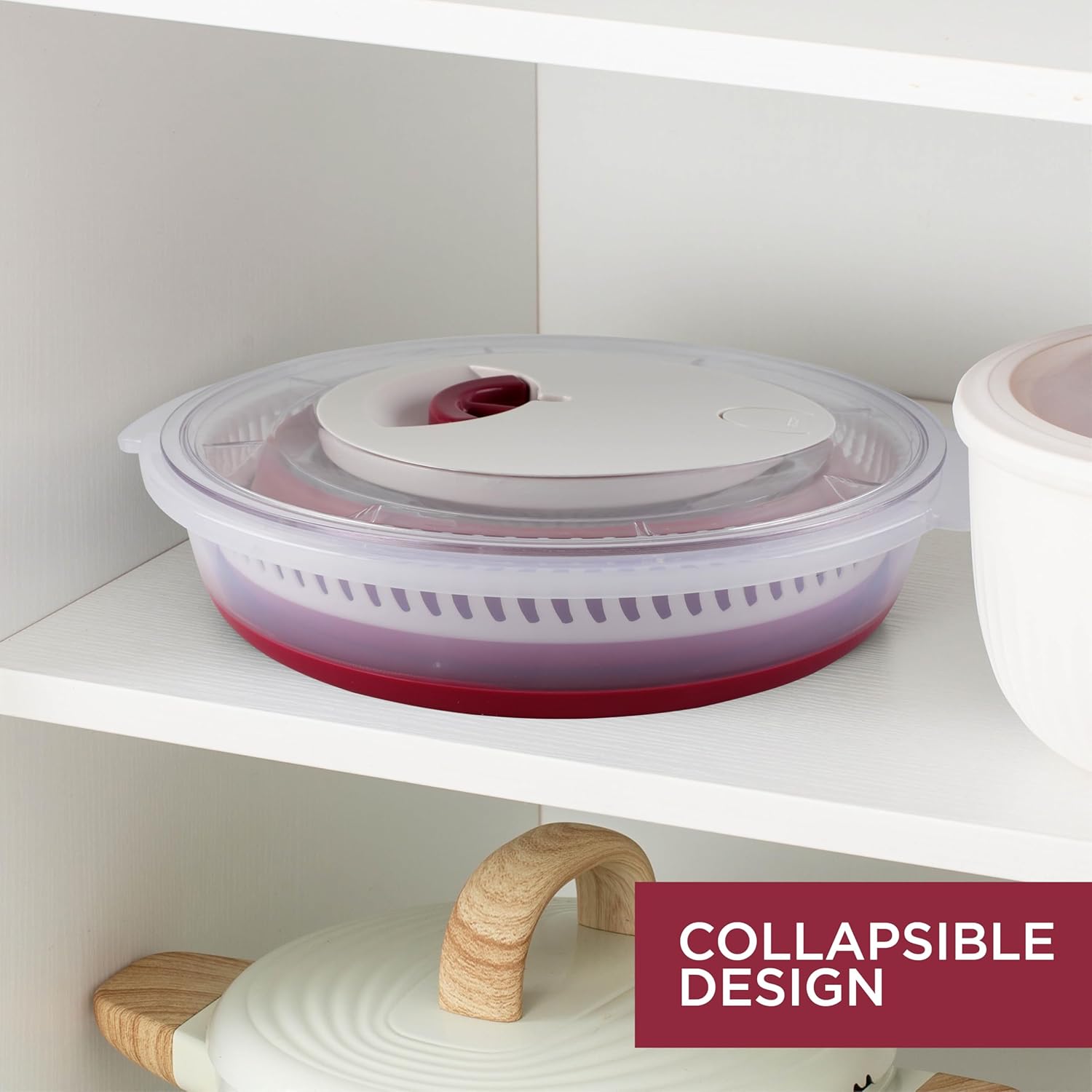 Collapsible Salad Spinner SA 4 QT Durable Kitchen Essential with Rose Design