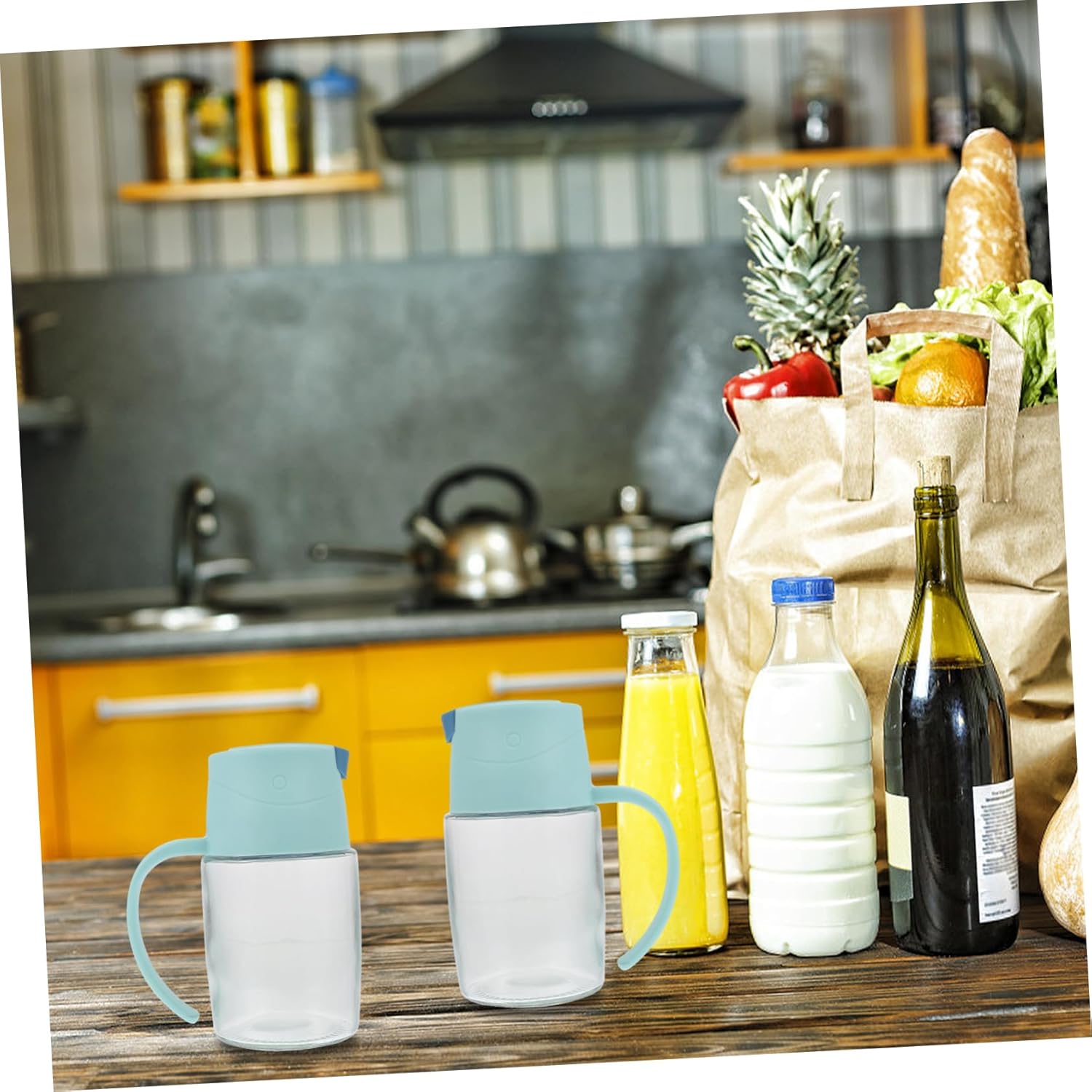 2-Piece Oil Vinegar Dispenser Set Automatic Durable