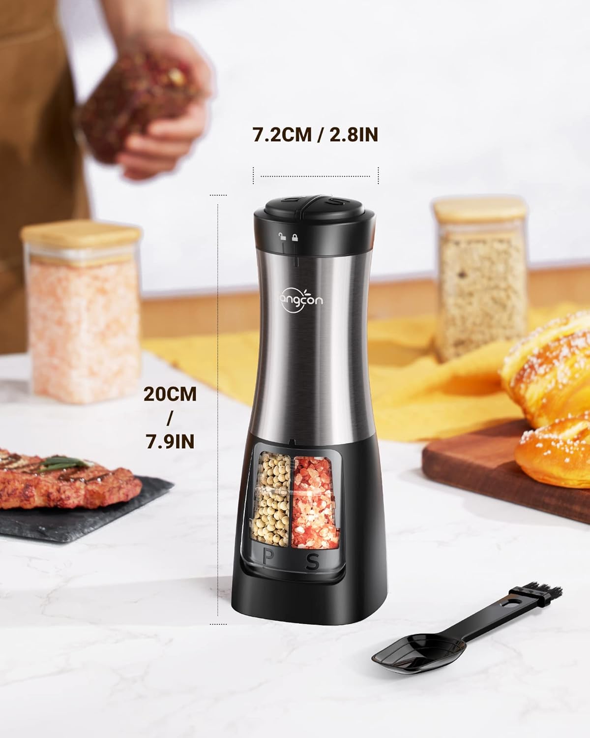 Sangcon 2-in-1 Electric Salt Pepper Grinder Set