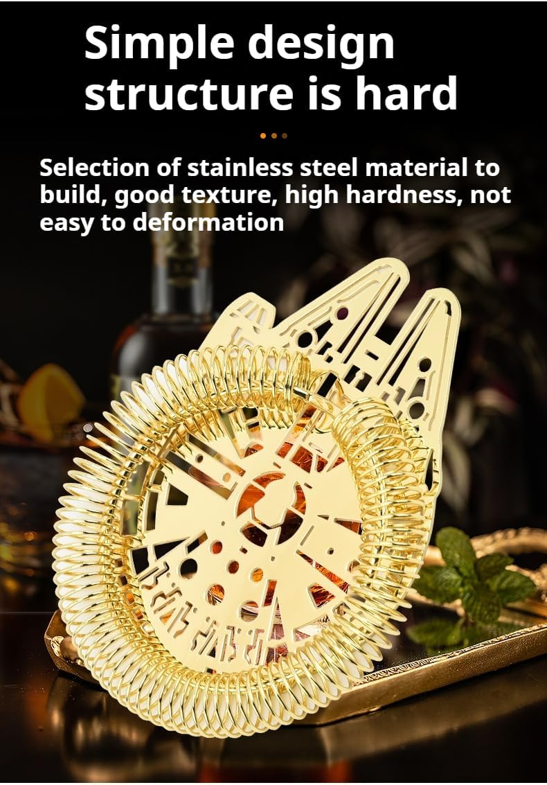 YUHWYI Hawthorne Cocktail Straterm Curved Handle Bar Strainer
