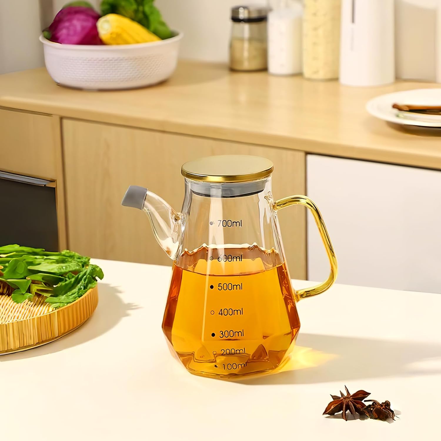 OSALADI Diamond Oiler Oil Jug Dispenser Glass - Premium Ergonomic Drought-Free Kitchen Tool