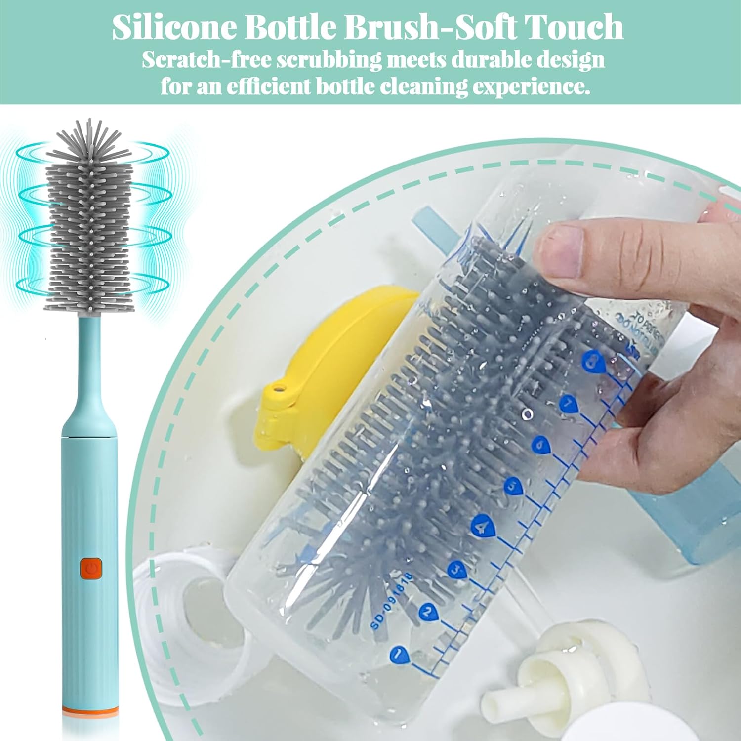 Sturdy Electric Bottle Brush Set for Kitchen Baby Use