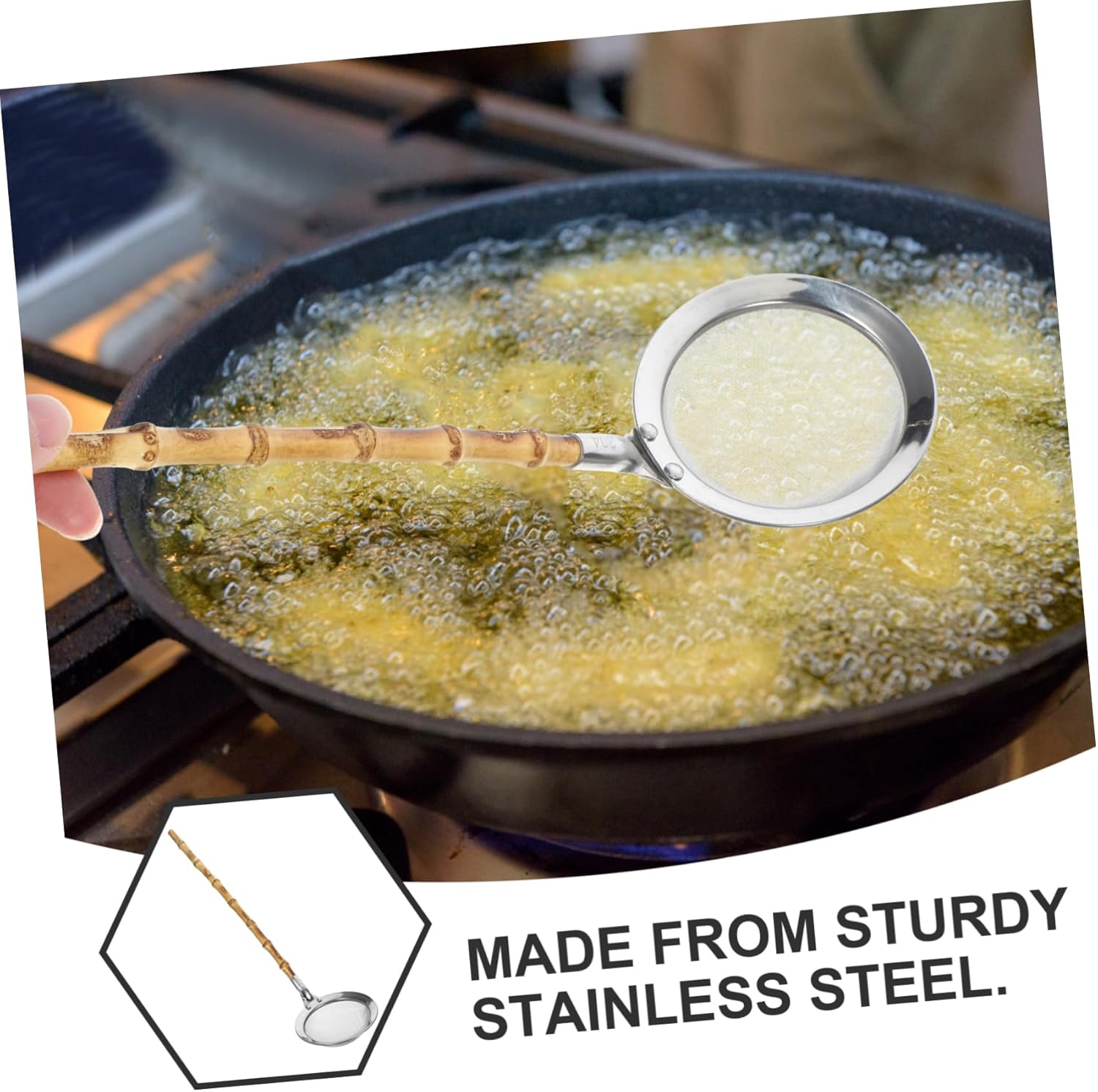Ergonomic 304 Stainless Steel Colander Ladle for Kitchen Use
