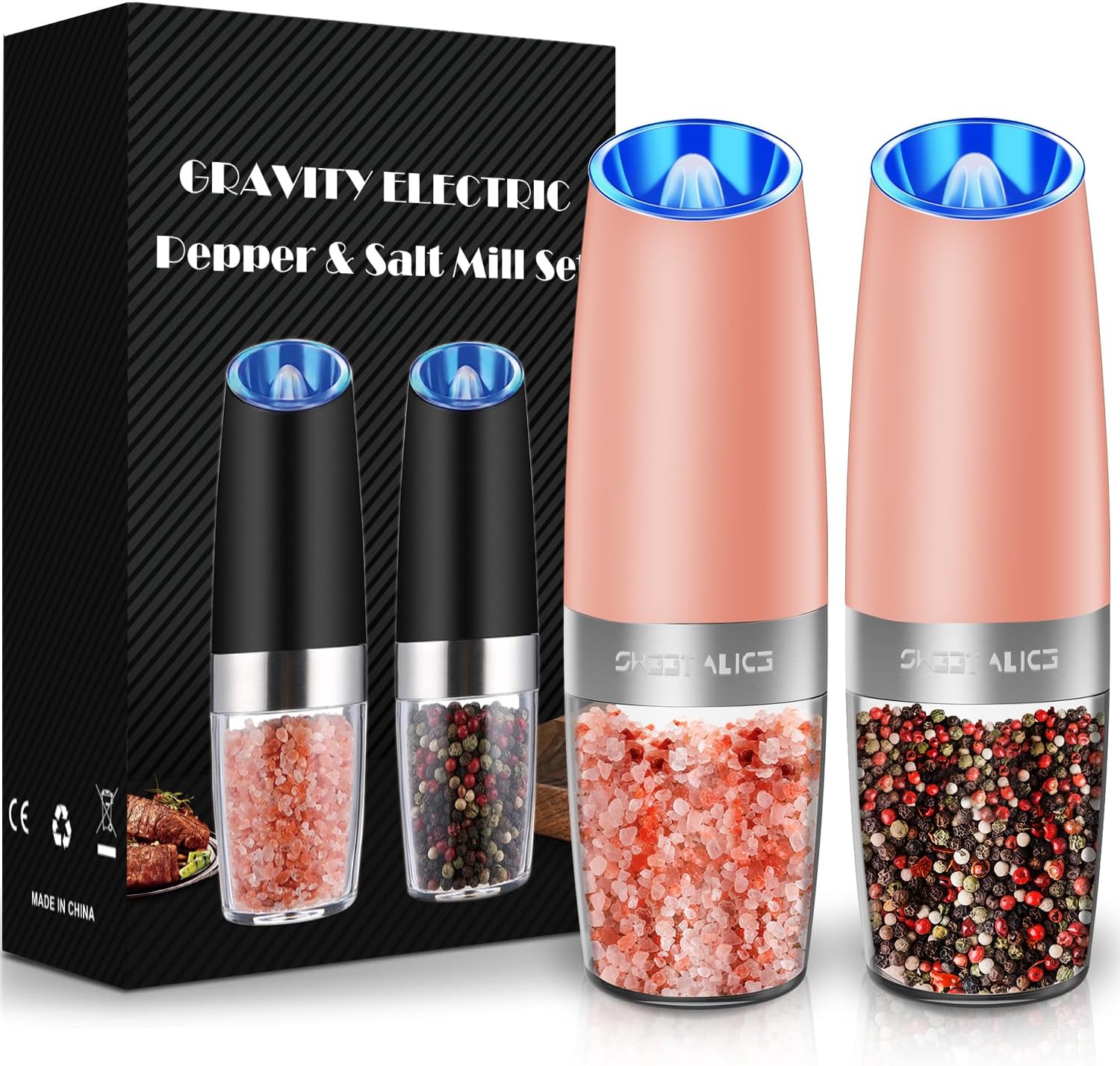 Vivid Electric Pepper and Salt Grinder Set 2-Pack