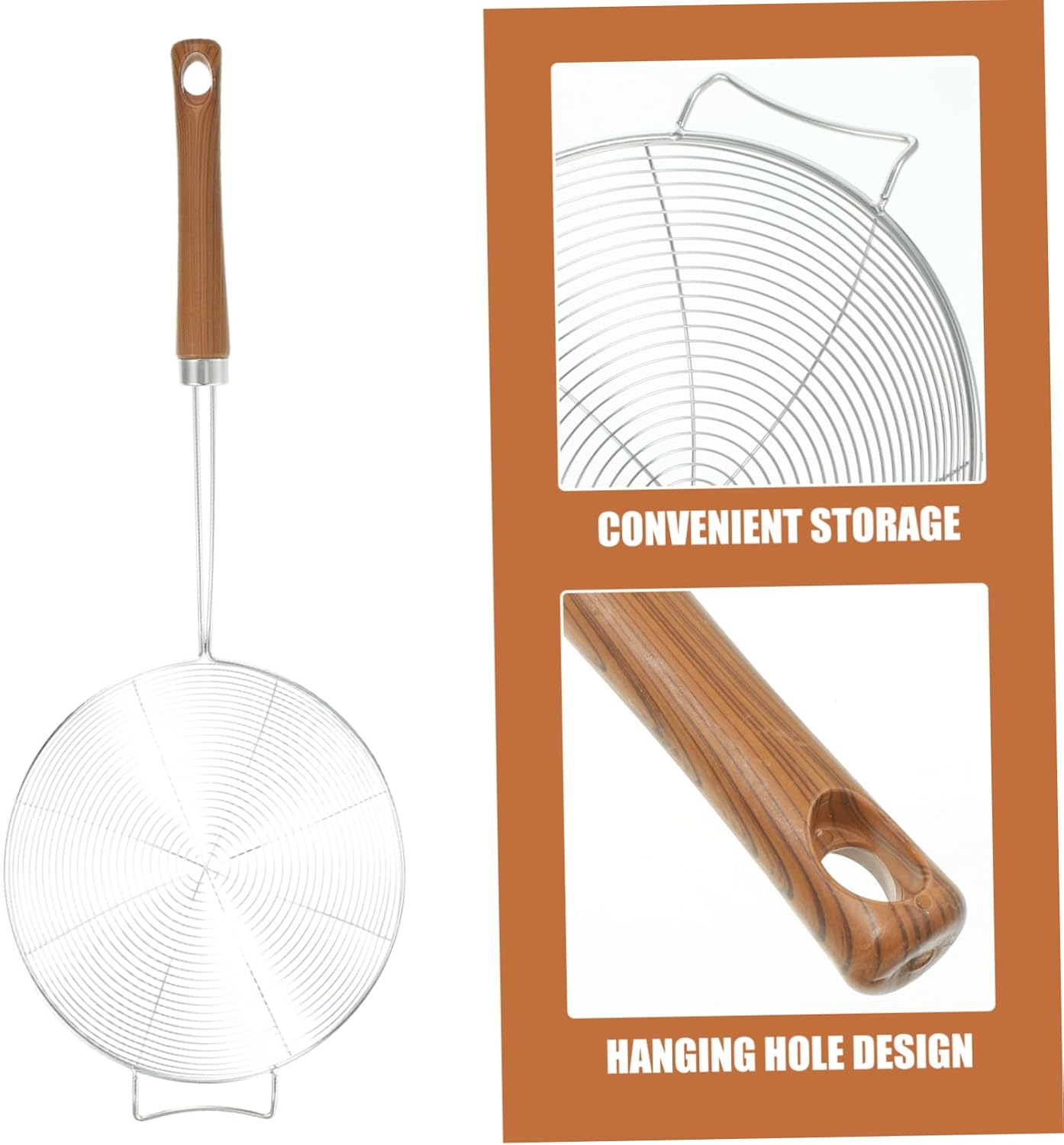 Cabilock Stainless Steel Skimmer Ladle 304 Mesh Strainer