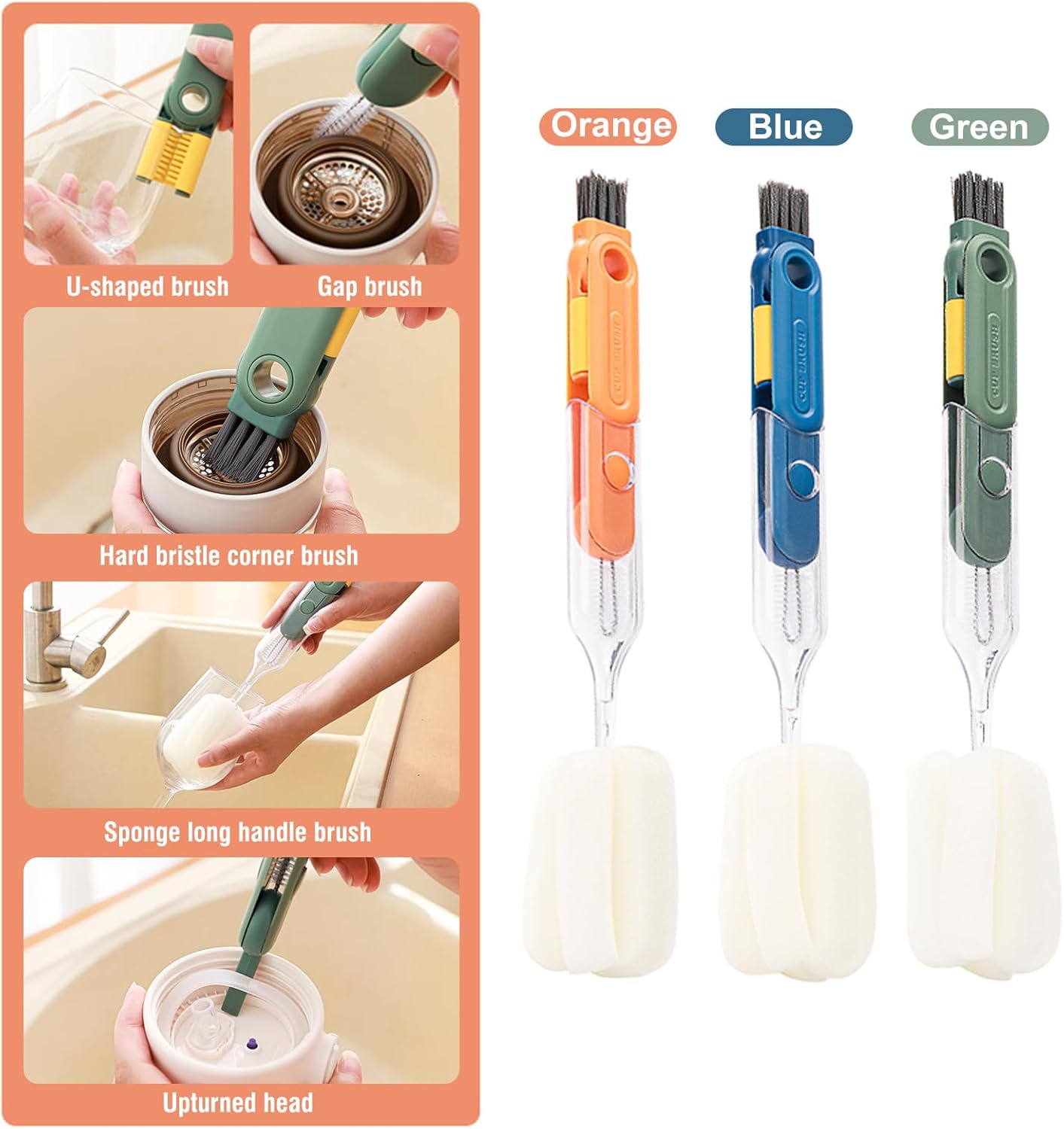 5-in-1 Bottle Brush Set for Easy Cleaning