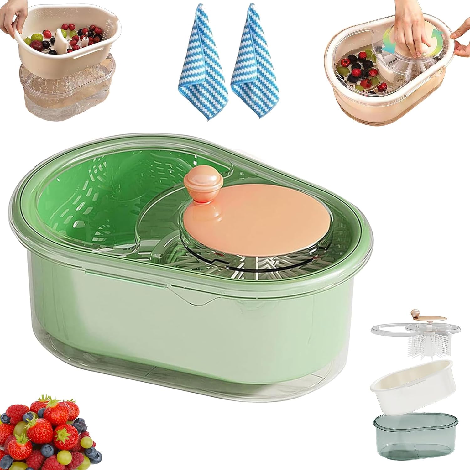 Fruit Cleaner Spinner with Colander for Kitchen Use