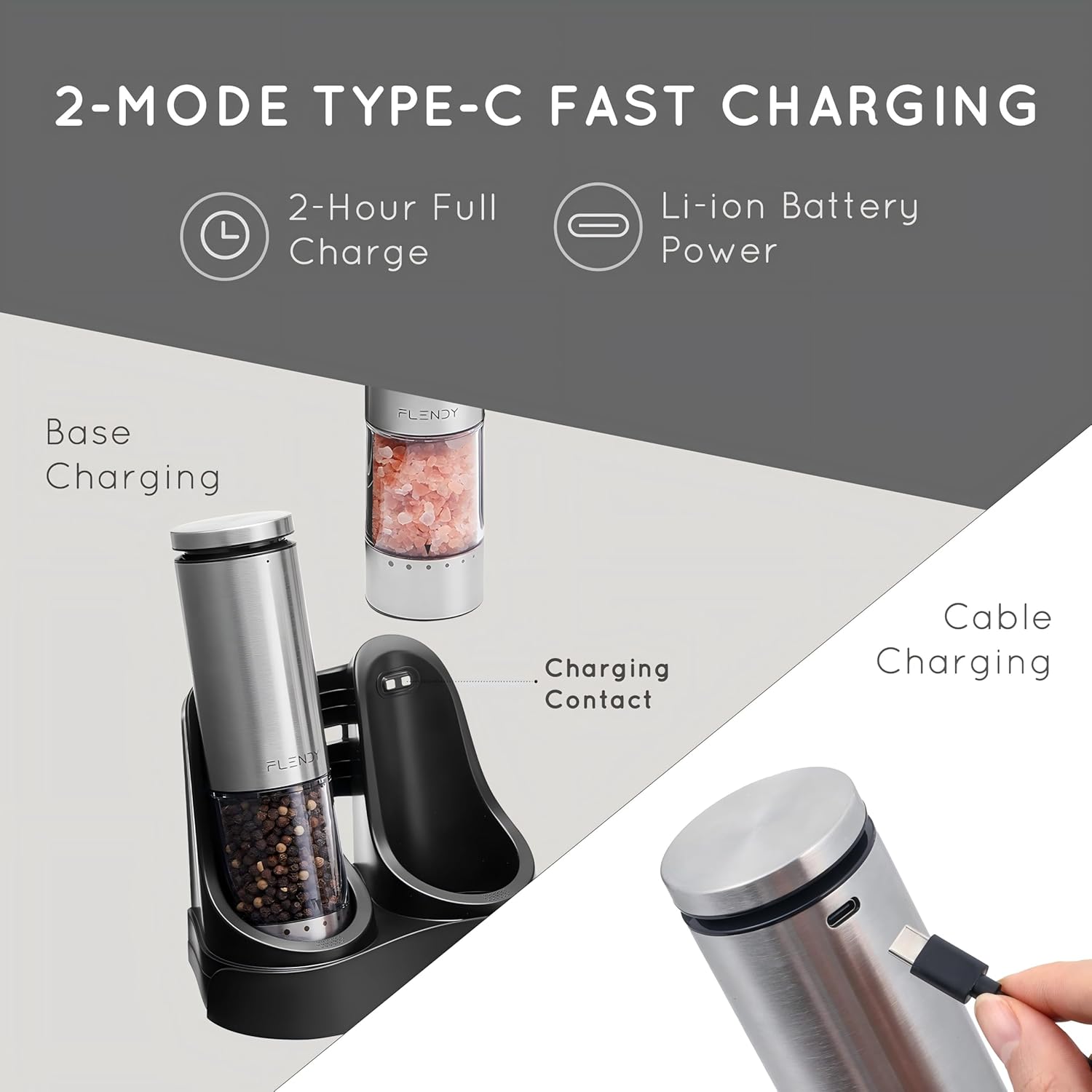Flendy Electric Salt Pepper Grinder Set
