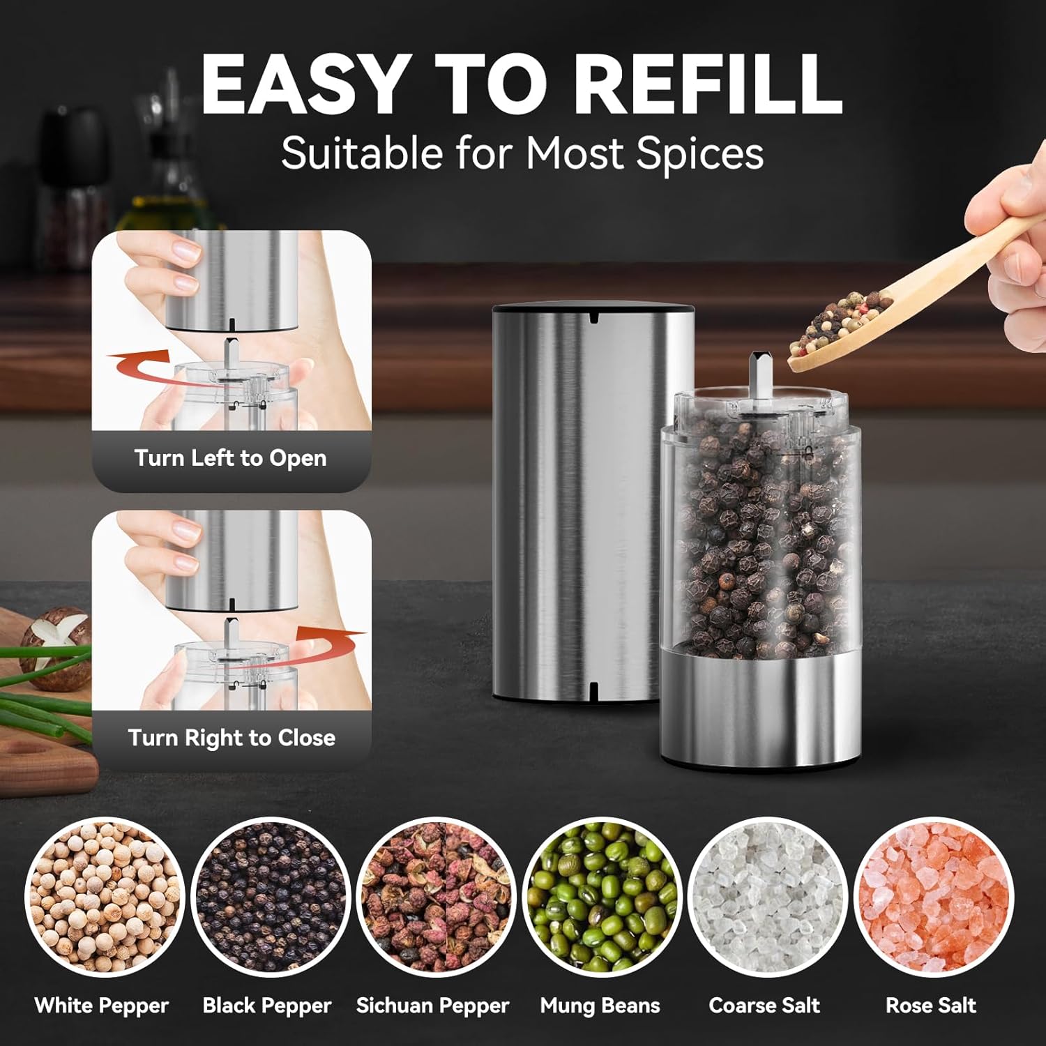 Vivid Electric Salt and Pepper Grinder Set