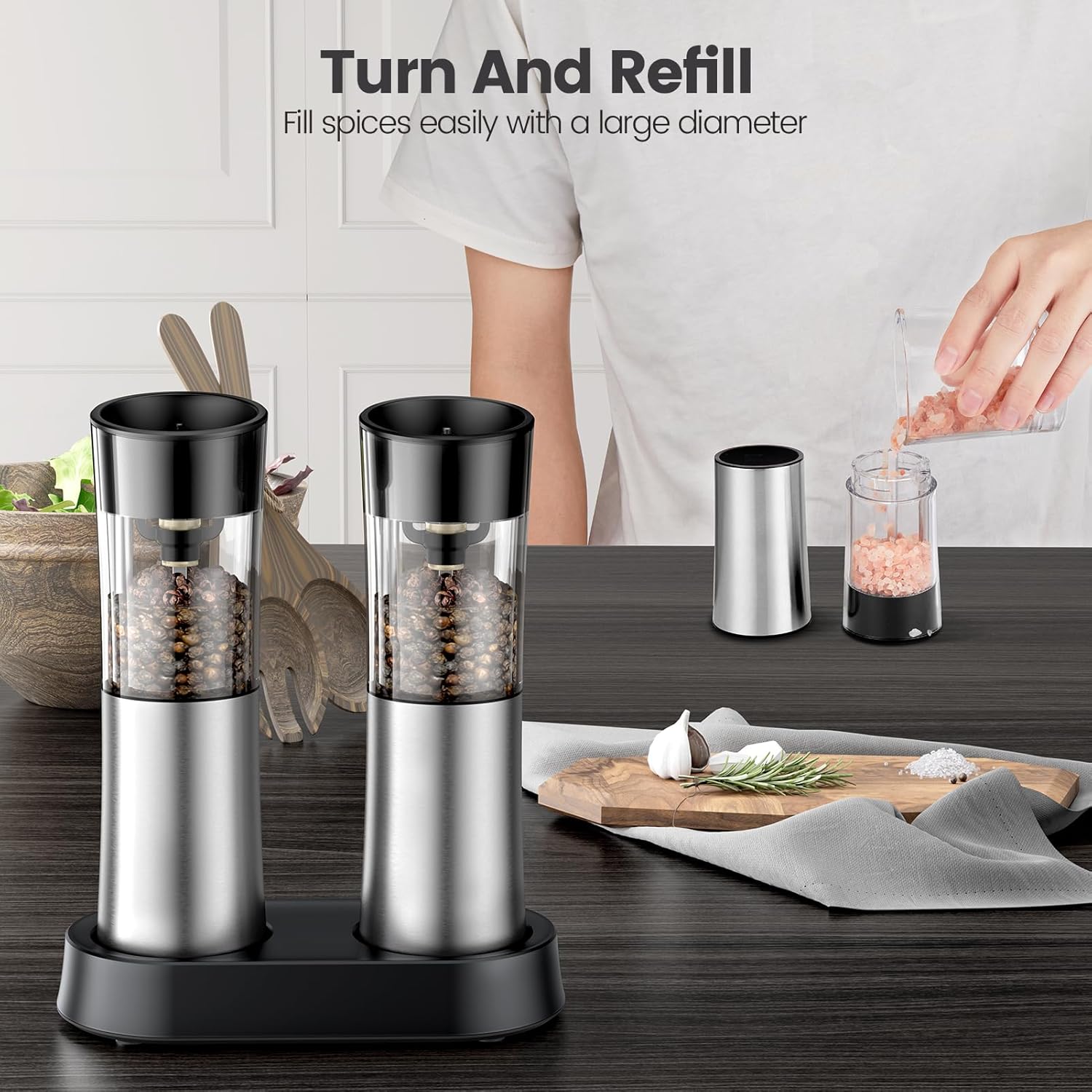 DI MORE Electric Salt and Pepper Grinder Set