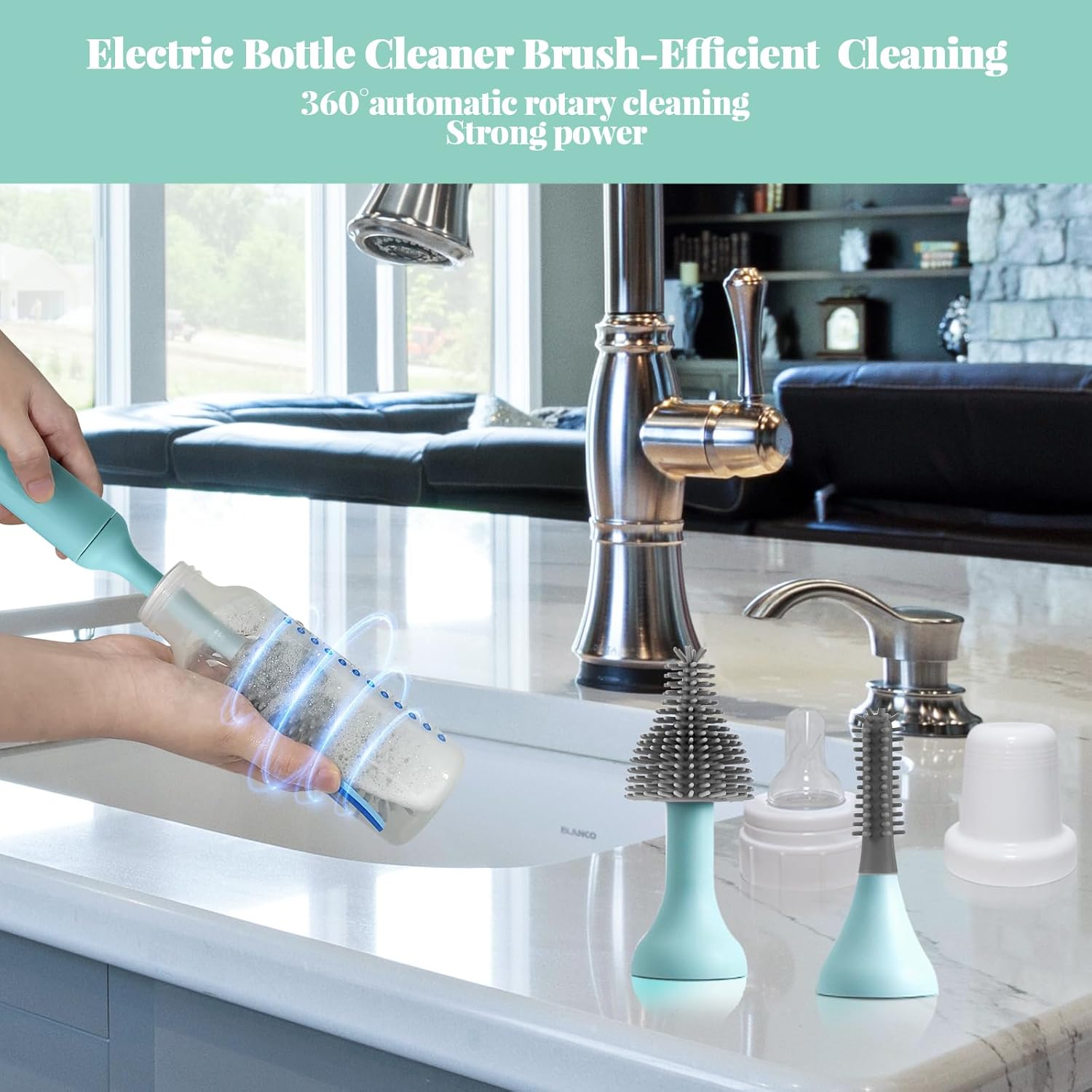 Sturdy Electric Bottle Brush Set for Kitchen Baby Use