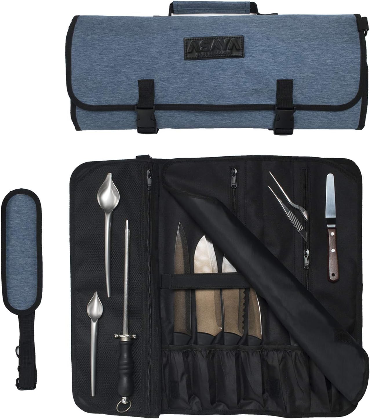 Asaya Chef Knife Roll Bag - Durable Stain-Resistant Nylon Storage Solution