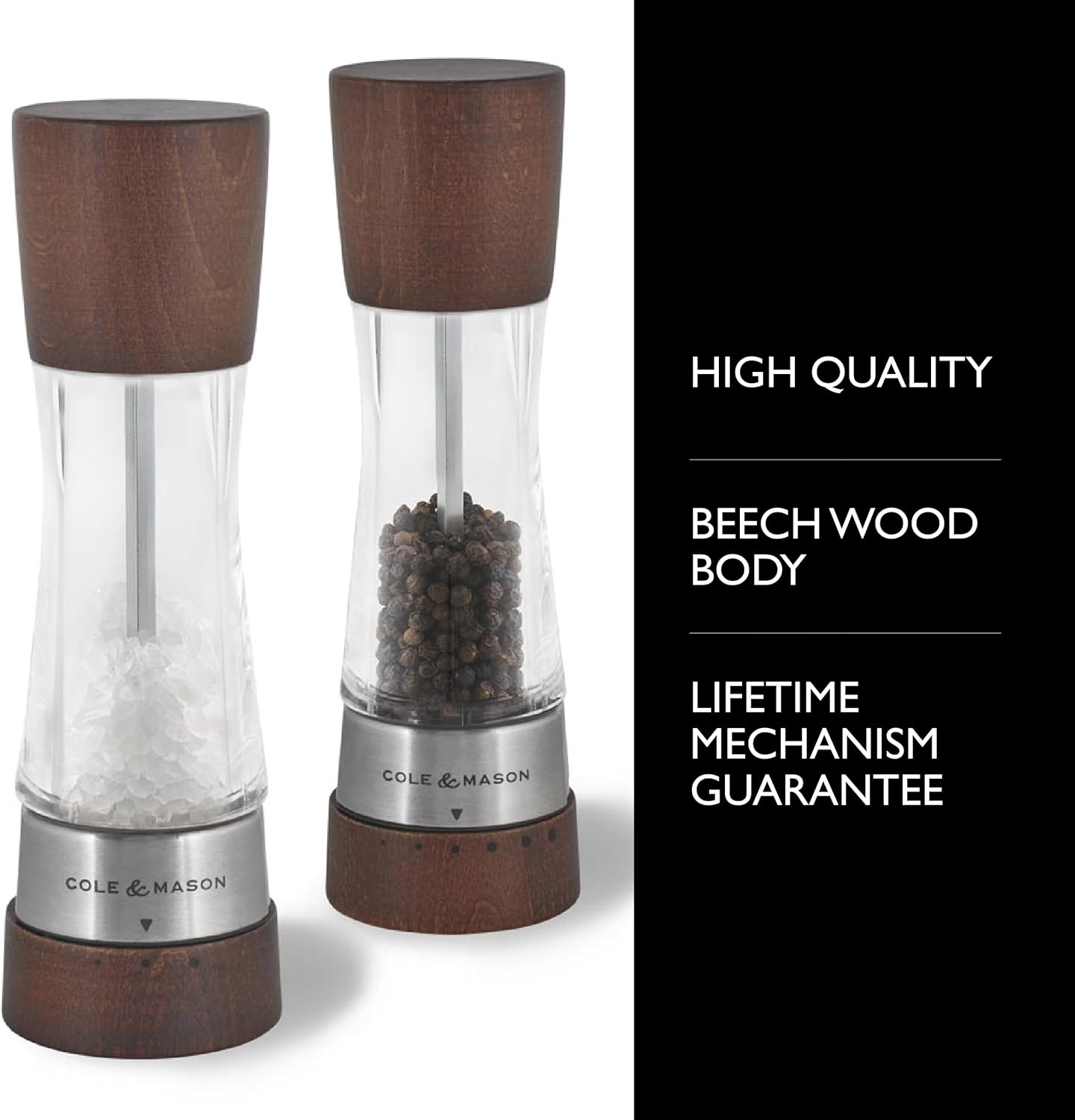 Cole Mason Derwent grinder set - Precision sea salt and black pepper mills