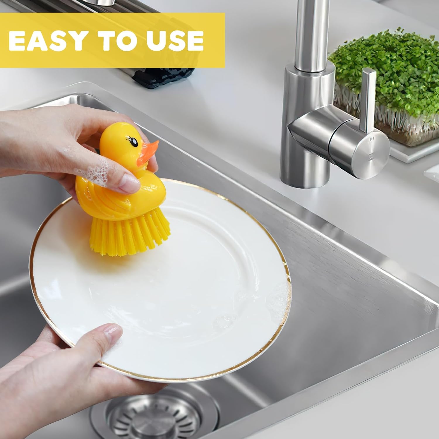 GTOTd Cute Ducky Washing Dish Brush 2 Pack
