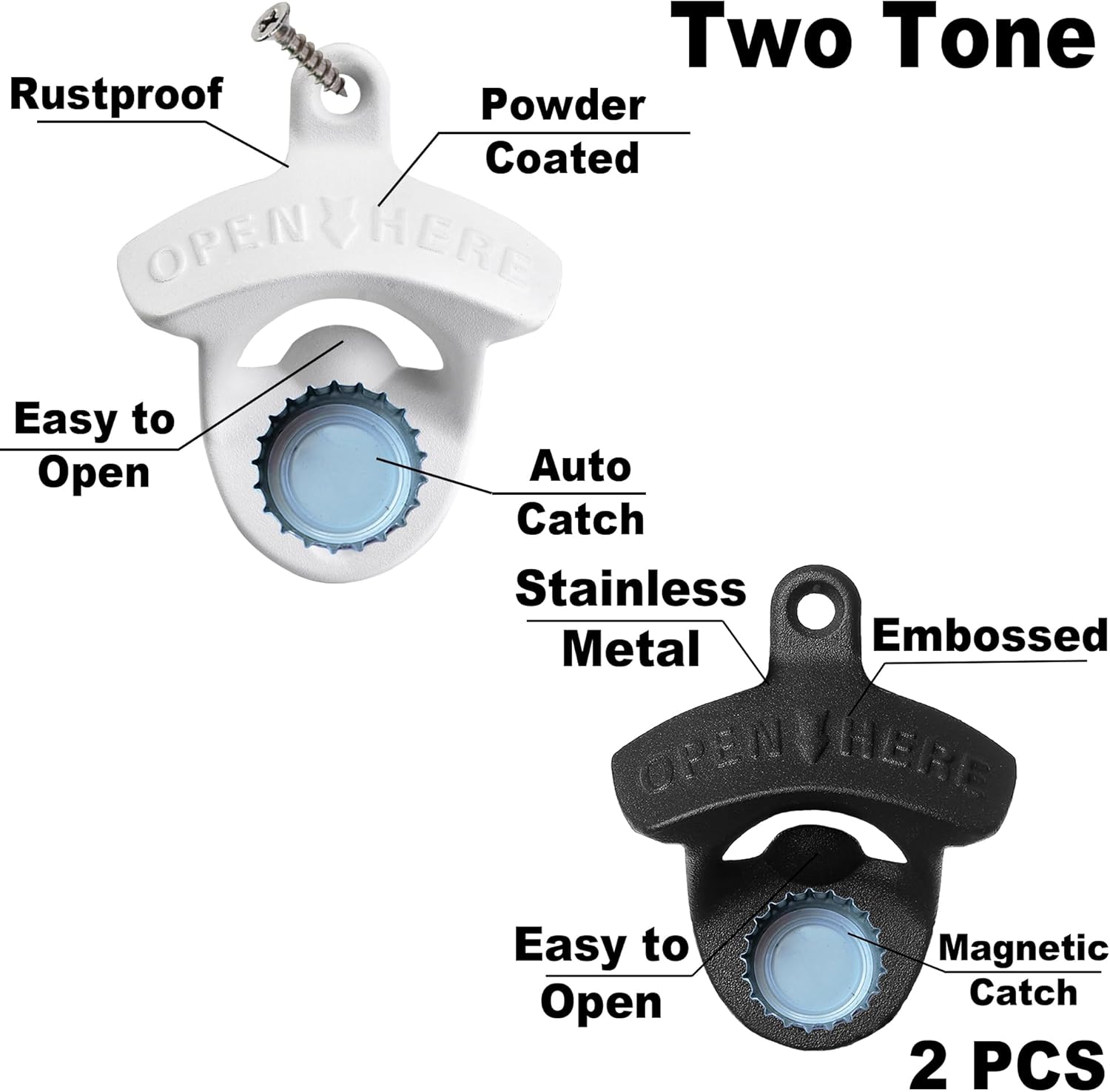Magnetic Wall-Mounted Beer Opener with Built-in Magnets - Easy to Use Durable