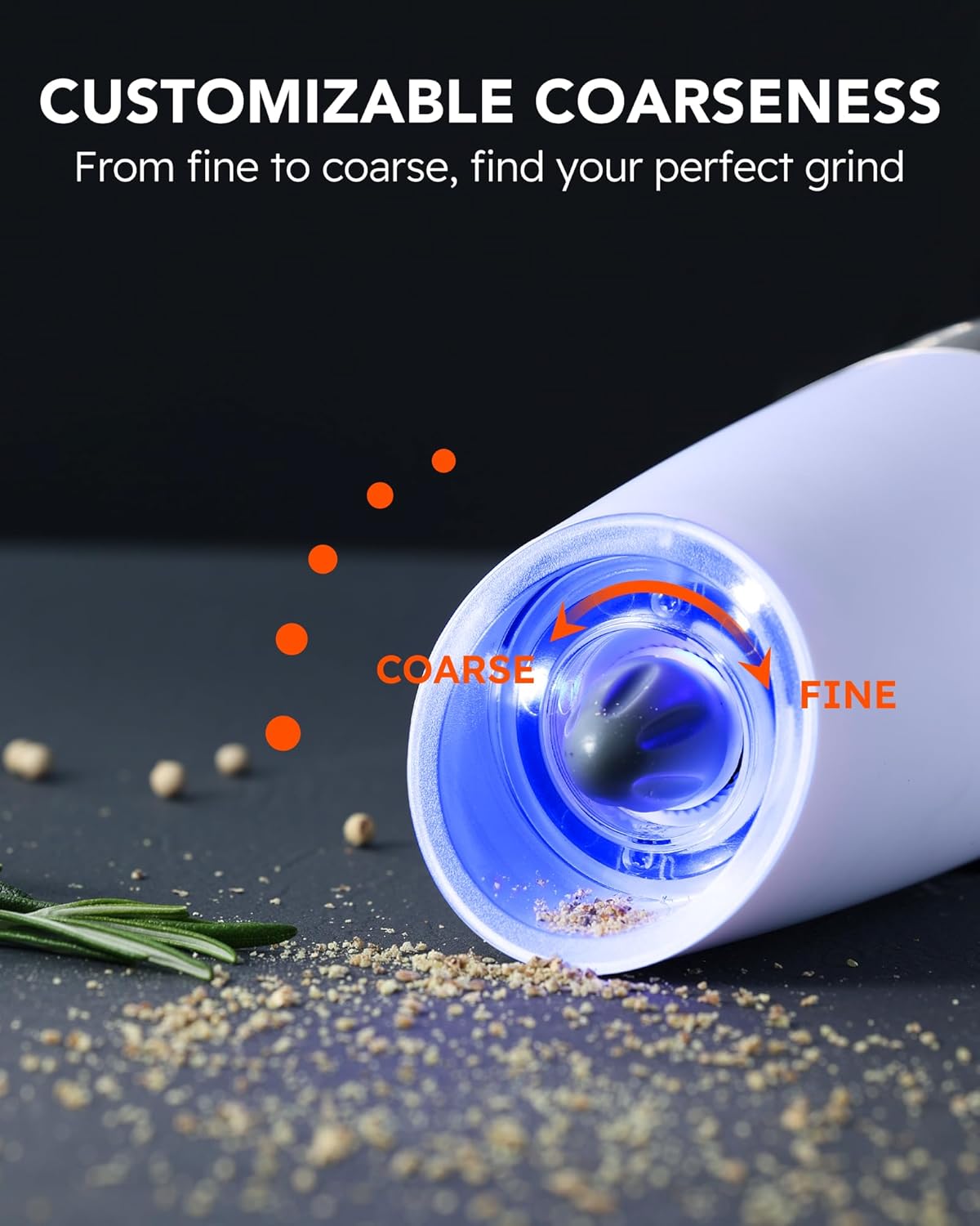 FORLIM Electric Salt Pepper Grinder Set 9 oz Adjustable Powerful