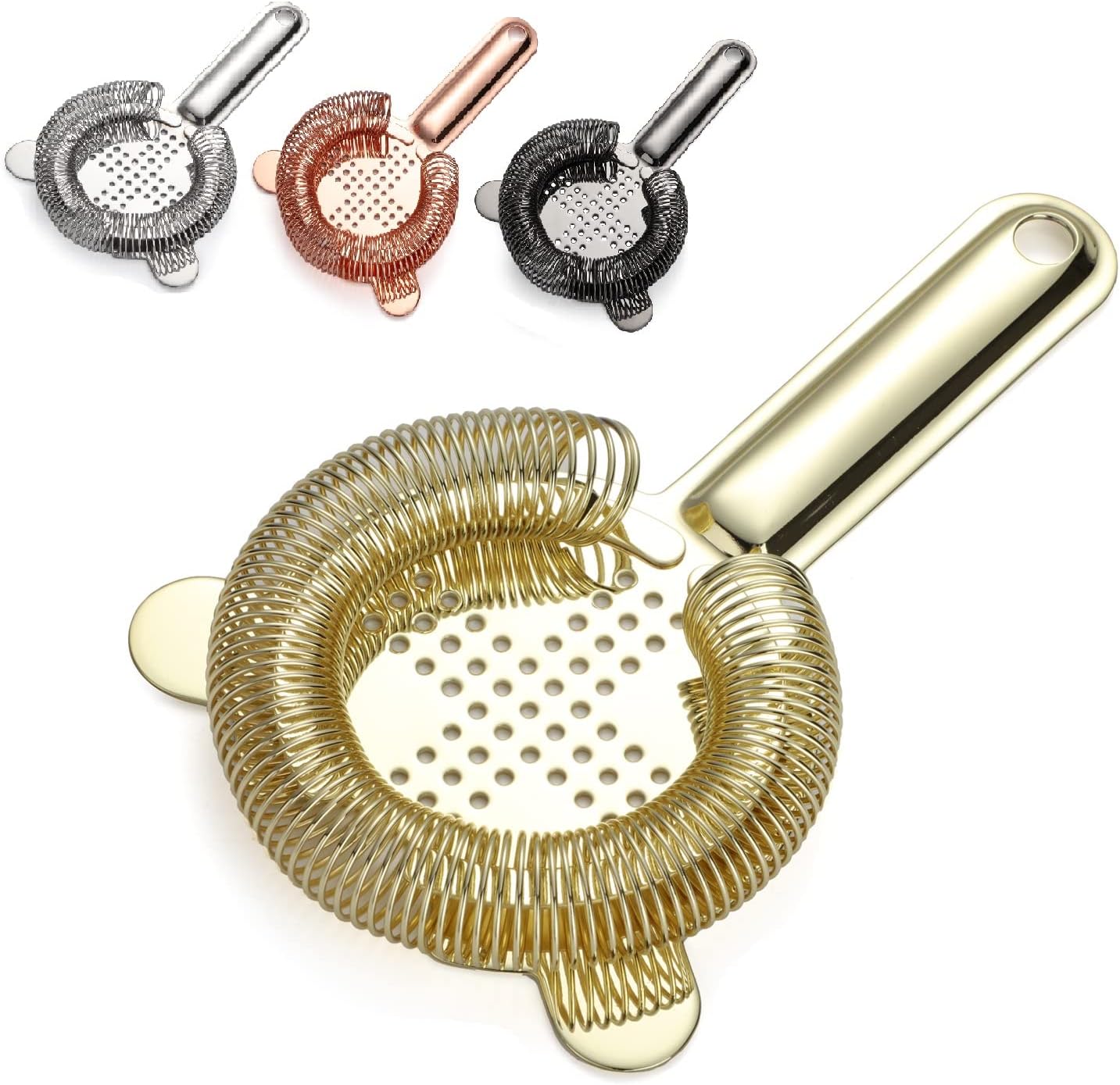 Professional Bartenders Best Choice Stainless Steel Cocktail Strainer with 100 Wire Spring