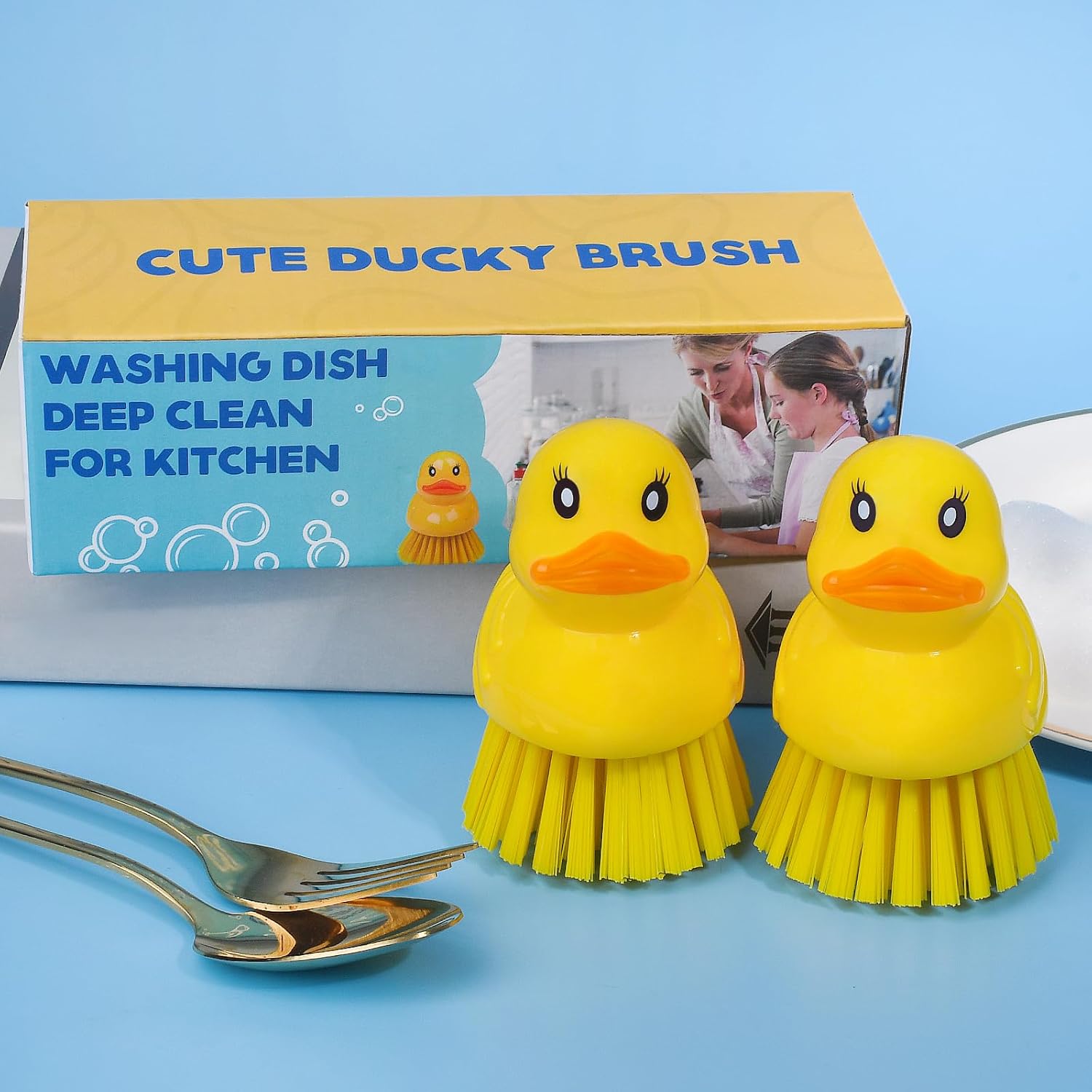 GTOTd Cute Ducky Washing Dish Brush 2 Pack
